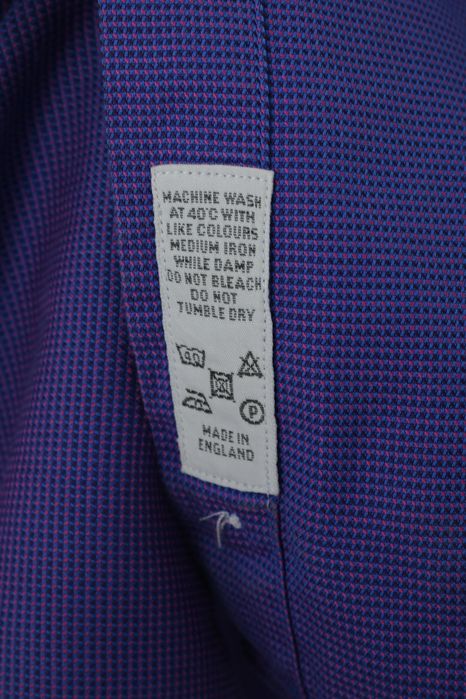 TM Lewin Men 16.5 38 XL Casual Shirt Long Purple Pink Cotton Long Sleeve Cuff Top - Image 5