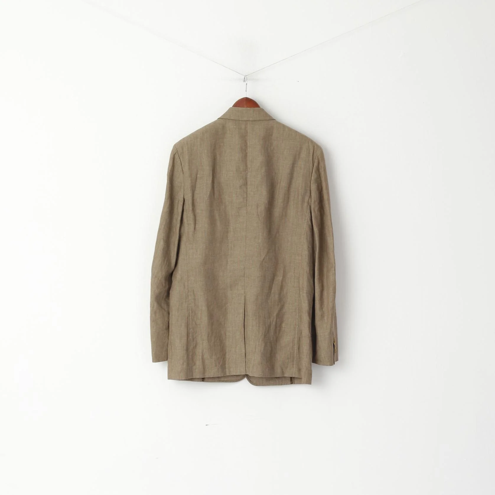 Banana Republic Men 40 Blazer Brown 100% Linen Striped Single Breasted Jacket - Image 7