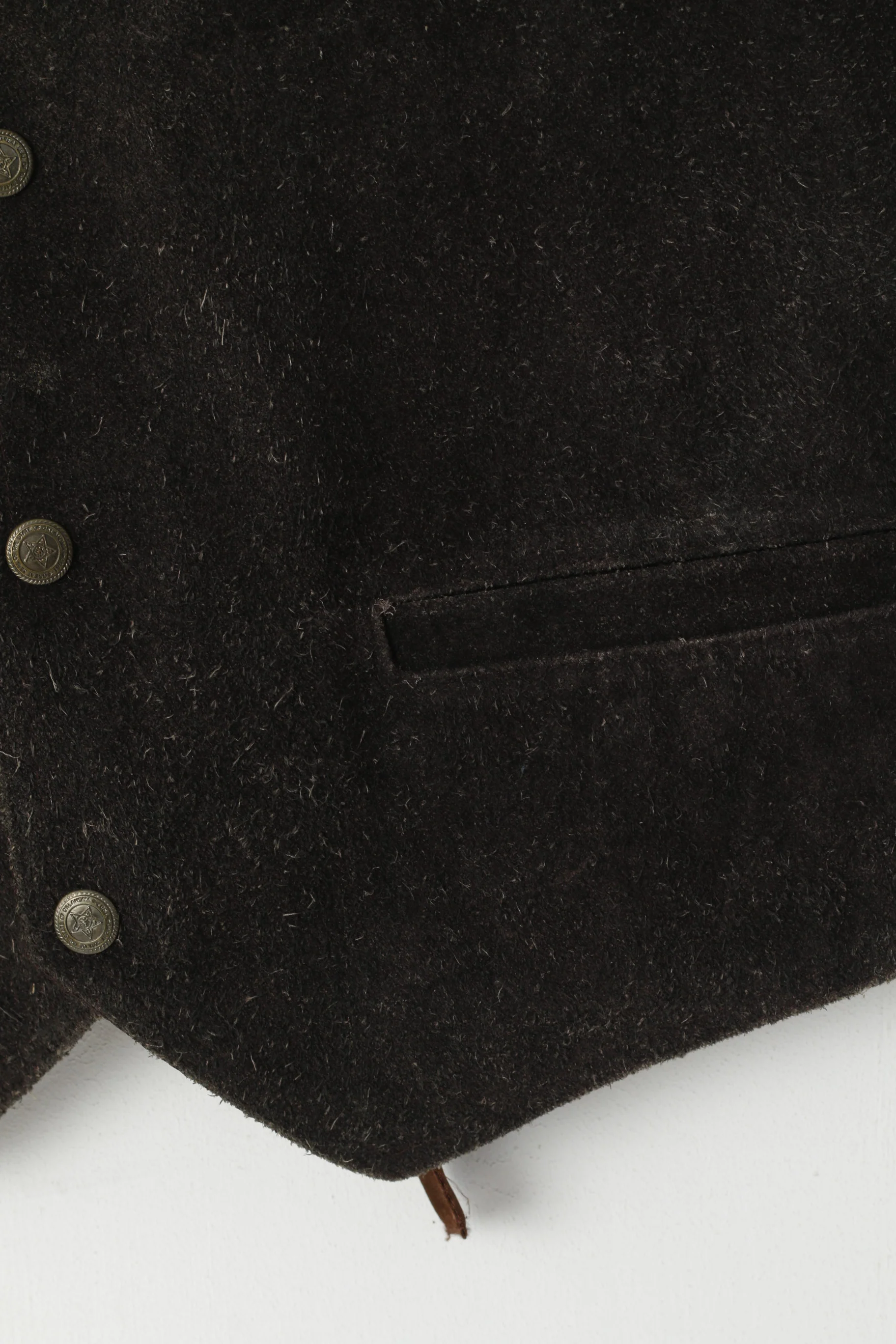 Peanuts Clothing Men L Vest Brown Leather Vintage Snaps Country Waistcoat - Image 3