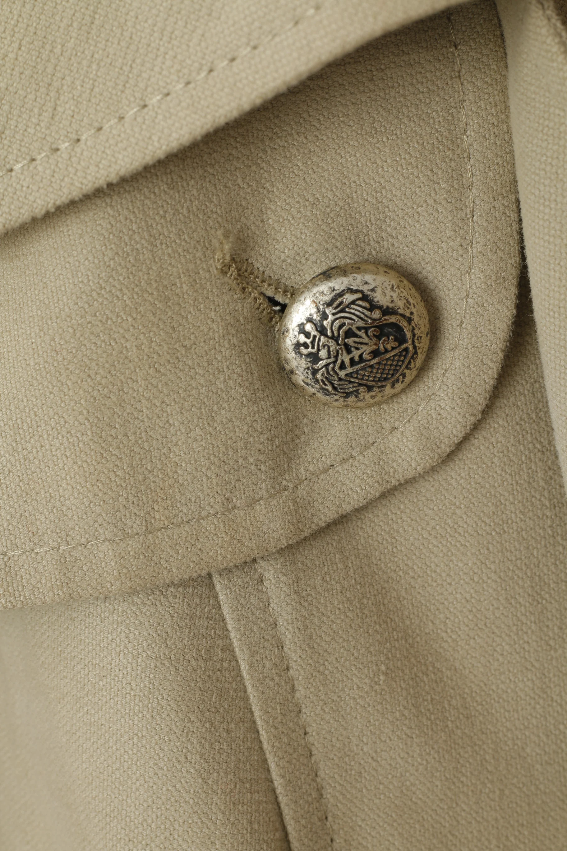 River Island Women 14 40 Jacket Beige Cotton Belted Classic Pea Coat - Image 4