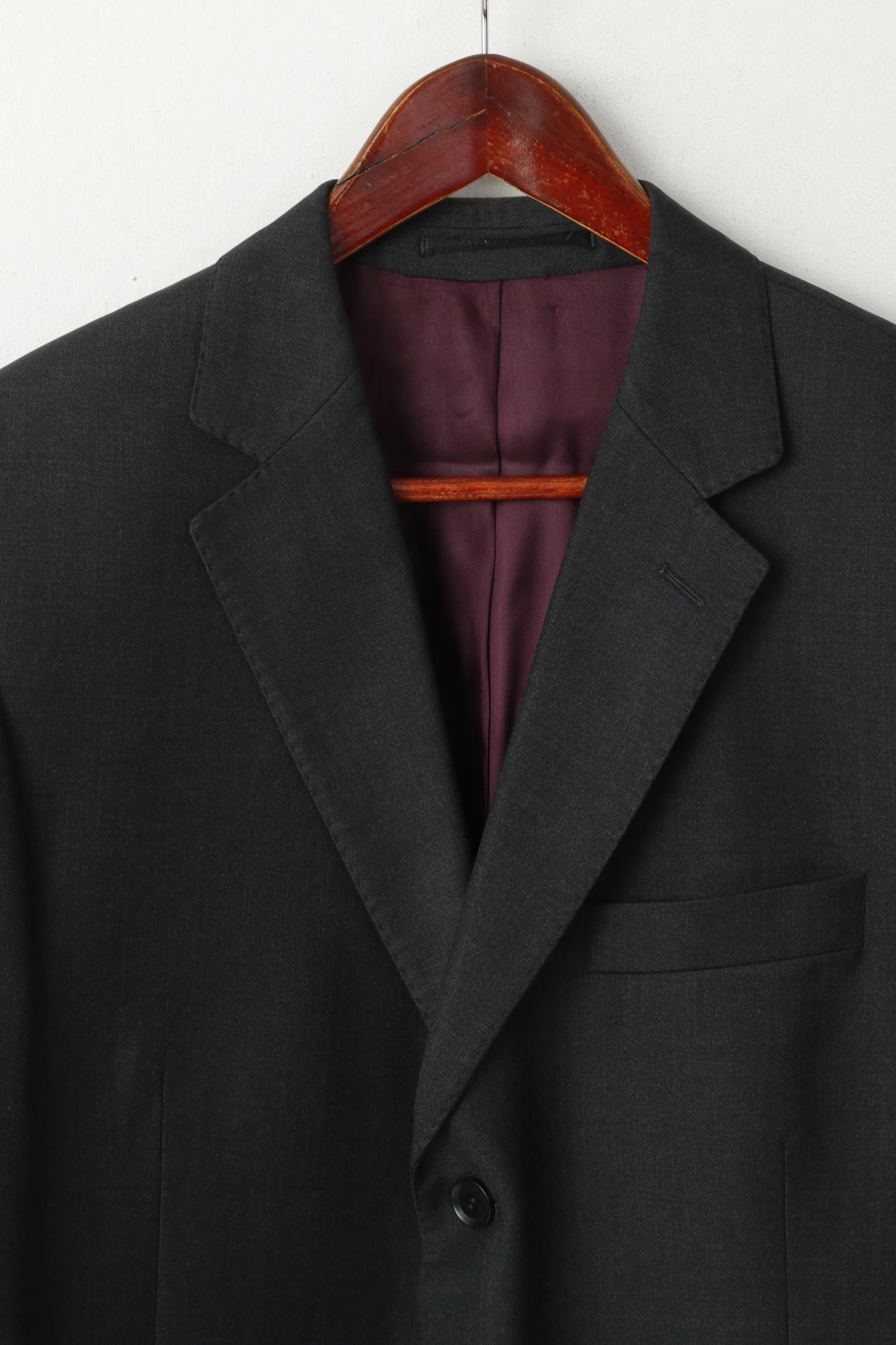 Austin Reed Men 42 Blazer Charcoal 100% Wool Super 110 Single Breasted Jacket - Image 2