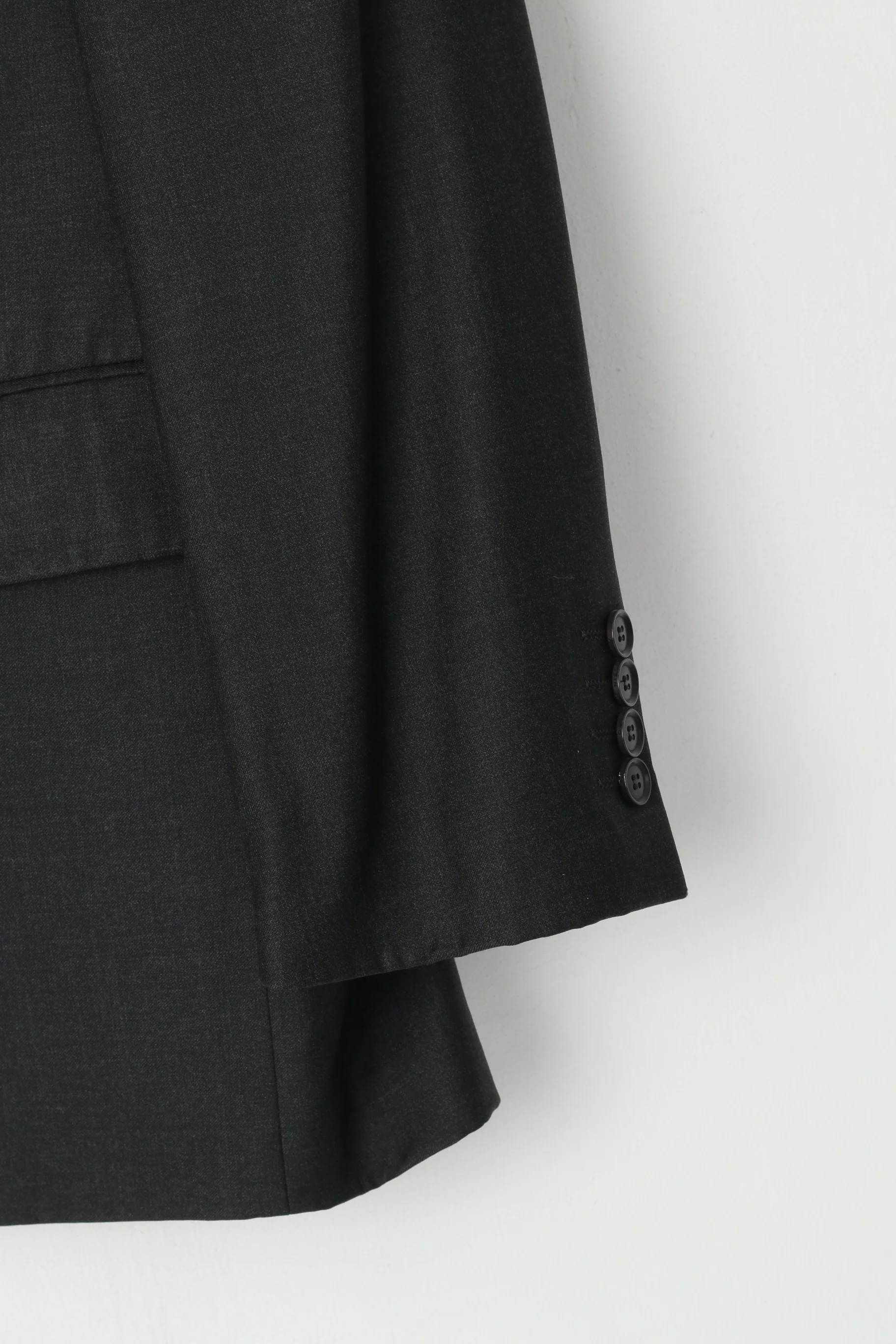 Austin Reed Men 42 Blazer Charcoal 100% Wool Super 110 Single Breasted Jacket - Image 3