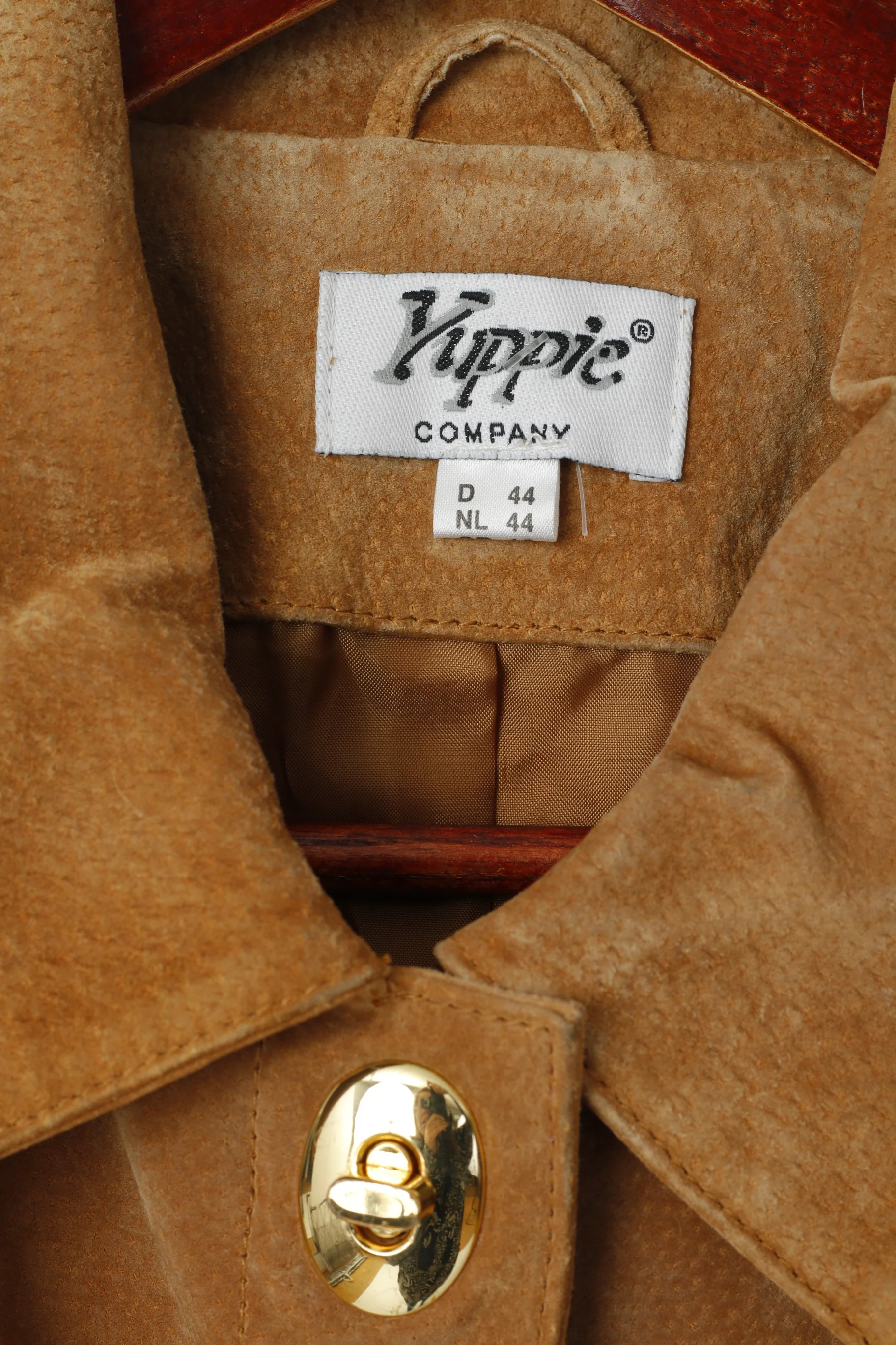 Yuppie Company Women 18 44 Jacket Beige Leather Suede Gold Detailed Retro Top - Image 4