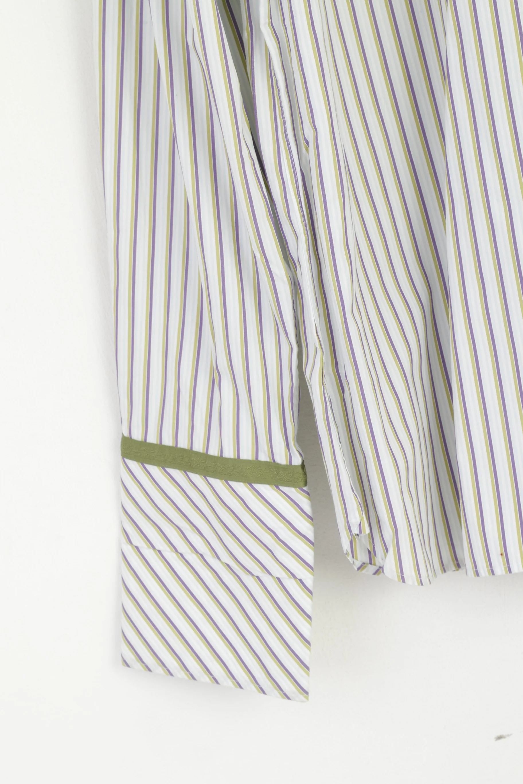 Ted Baker Endurance Men 17.5 44.5 XL Casual Shirt Green Striped Cotton Cuff Top - Image 3