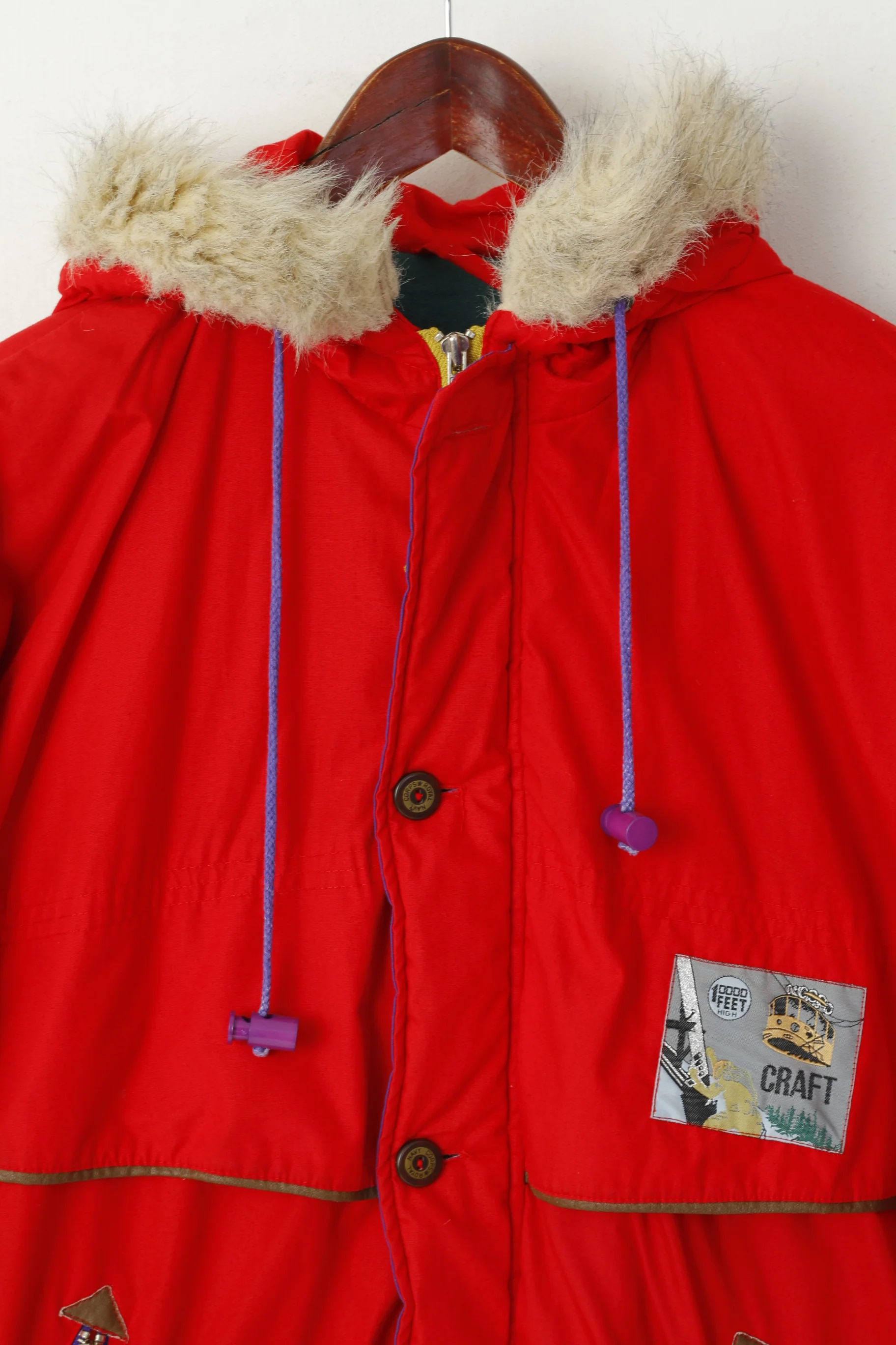 Craft Youth 164 Ski Jacket Red Snoboarding Hooded Royal Corps Vintage Top - Image 2
