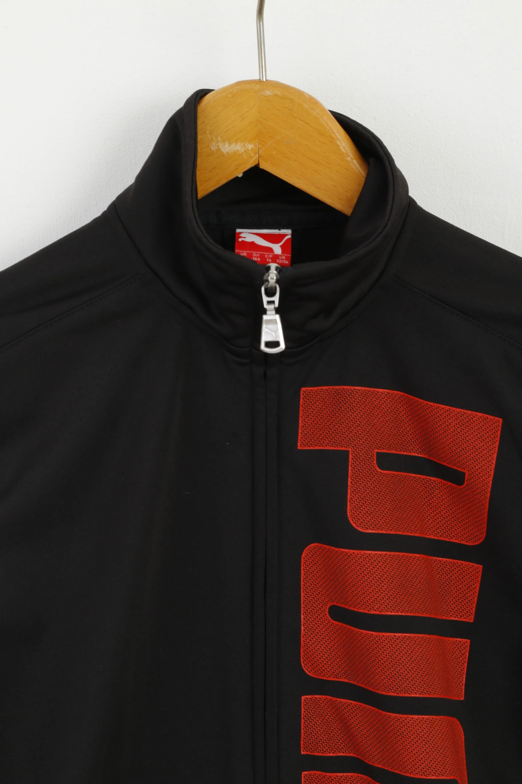 Puma Boys 164 14 Age Sweatshirt Black Zip Up Sport Logo Oldschool Top - Image 2