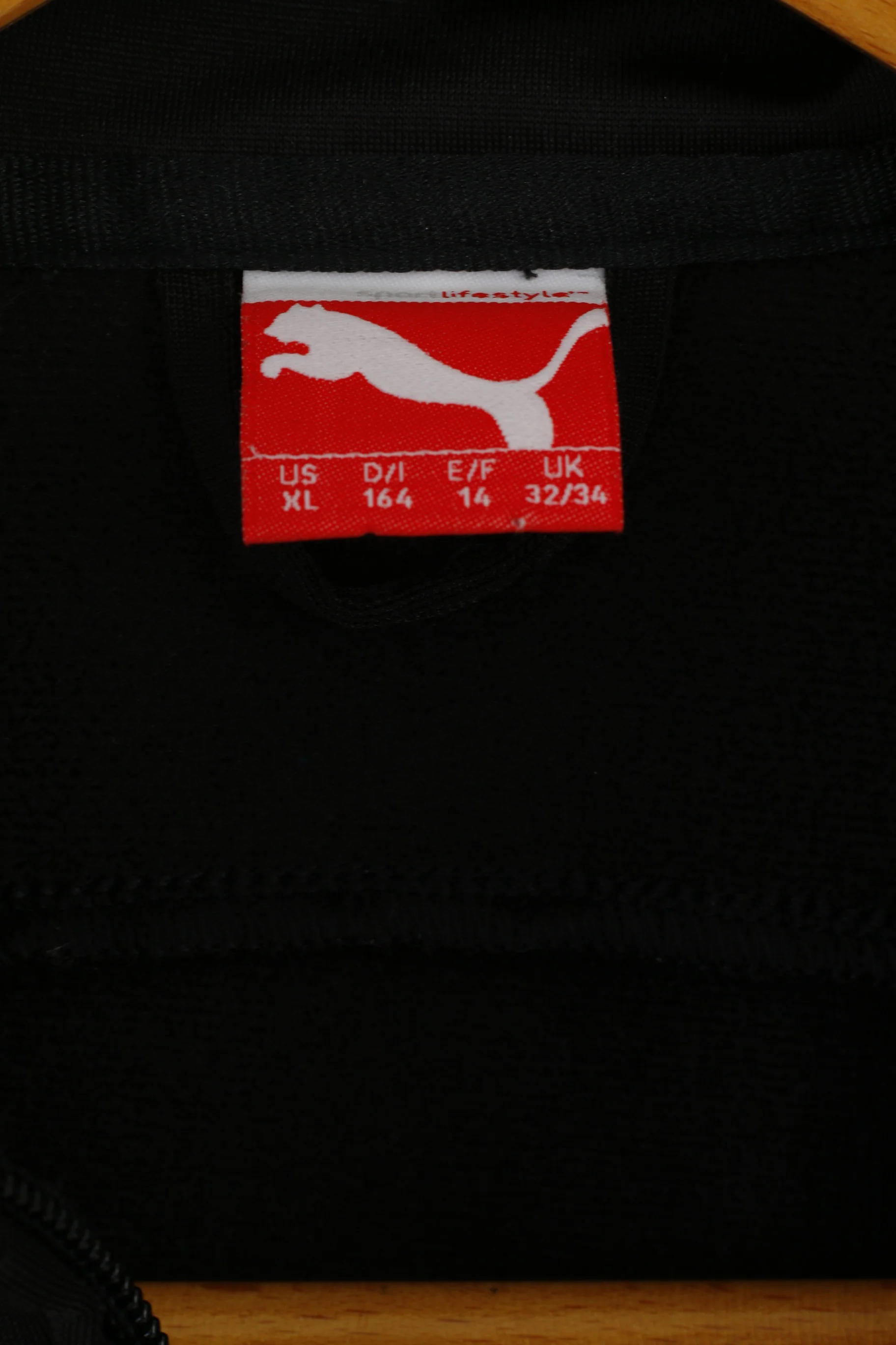 Puma Boys 164 14 Age Sweatshirt Black Zip Up Sport Logo Oldschool Top - Image 4