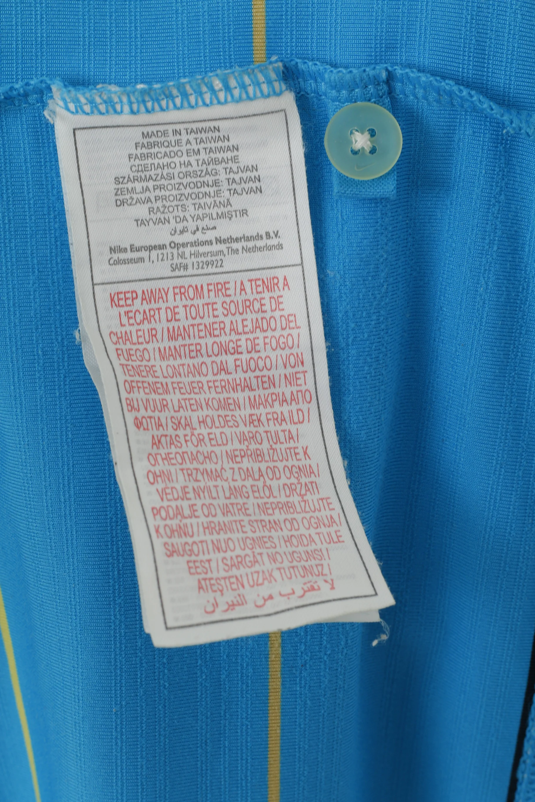 Nike Golf Men L Polo Shirt Turquoise Striped Sport Stretch Activewear Top - Image 4