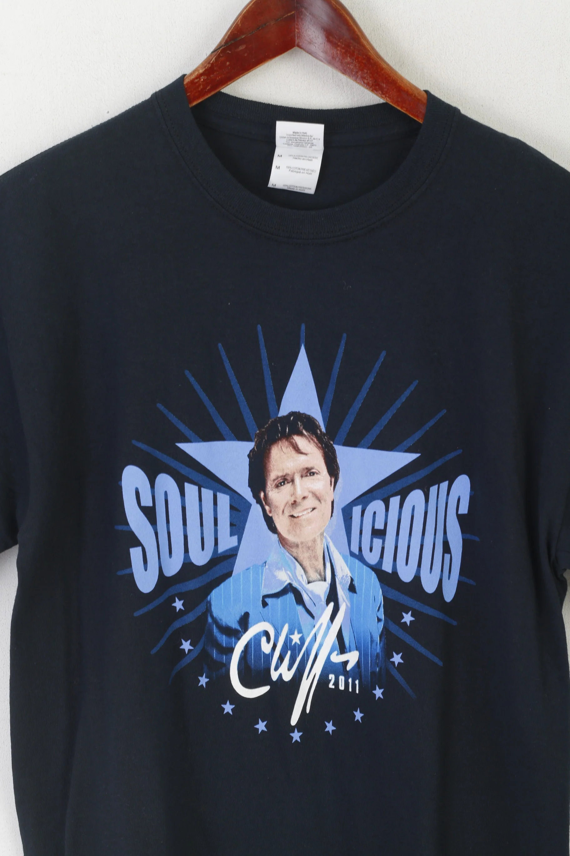 Gildan Men M Shirt Navy Cotton Graphic Soulicious Cliff Richard 2011 Top - Image 2