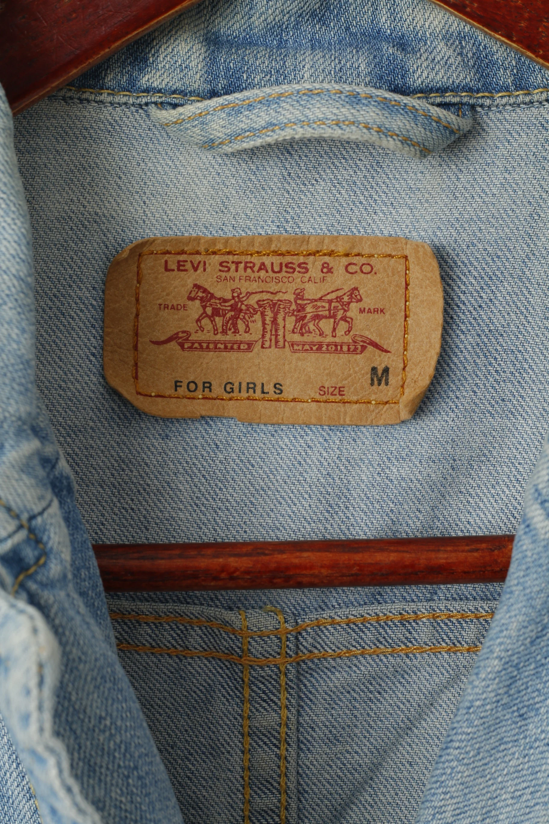 Levi's For Girls Women M Denim Jacket Blue Cotton Fit Single Breasted Blazer Top - Image 4