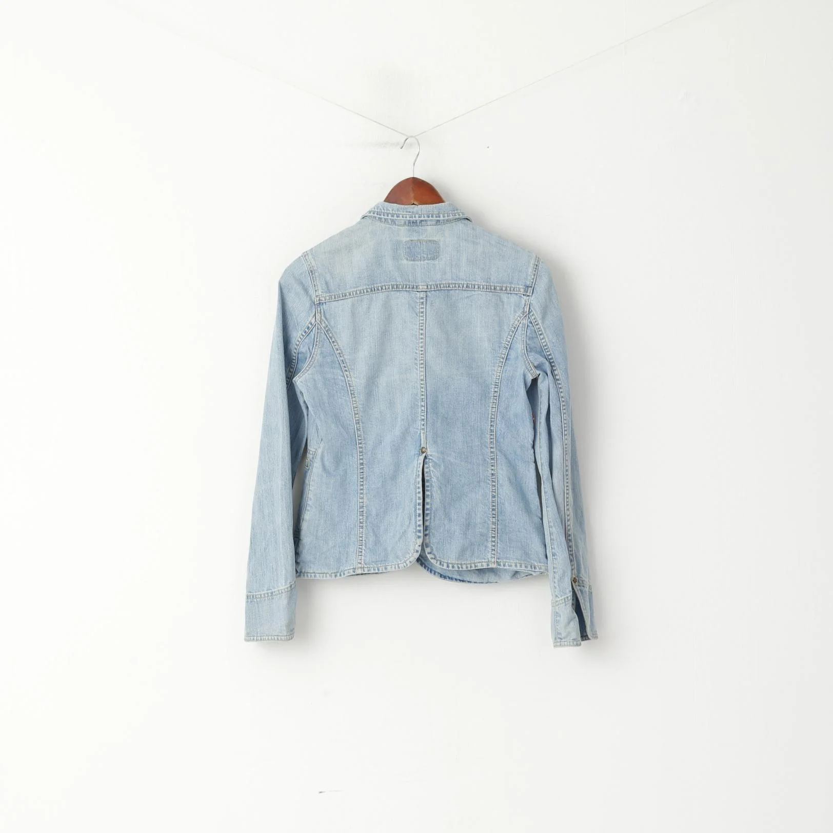 Levi's For Girls Women M Denim Jacket Blue Cotton Fit Single Breasted Blazer Top - Image 7