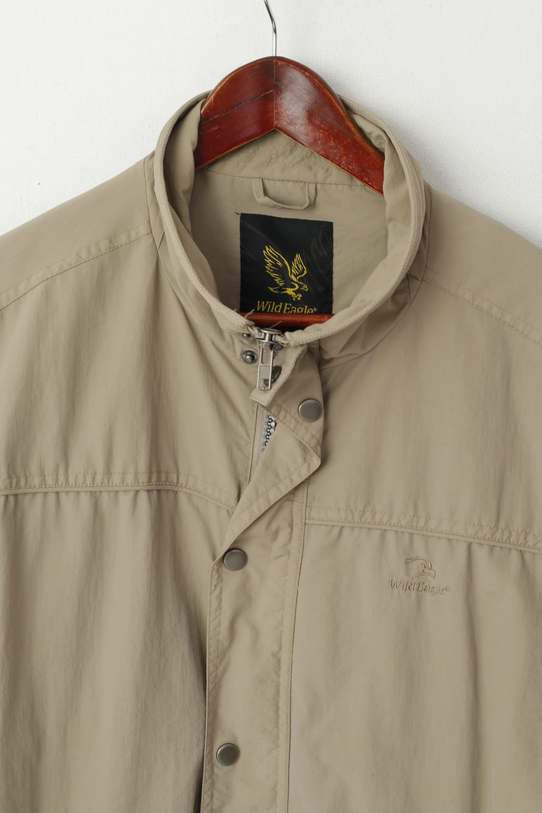 Wild Eagle Men XL Jacket Taupe Nylon Waterproof Lighweight Zip Up Classic Top - Image 2
