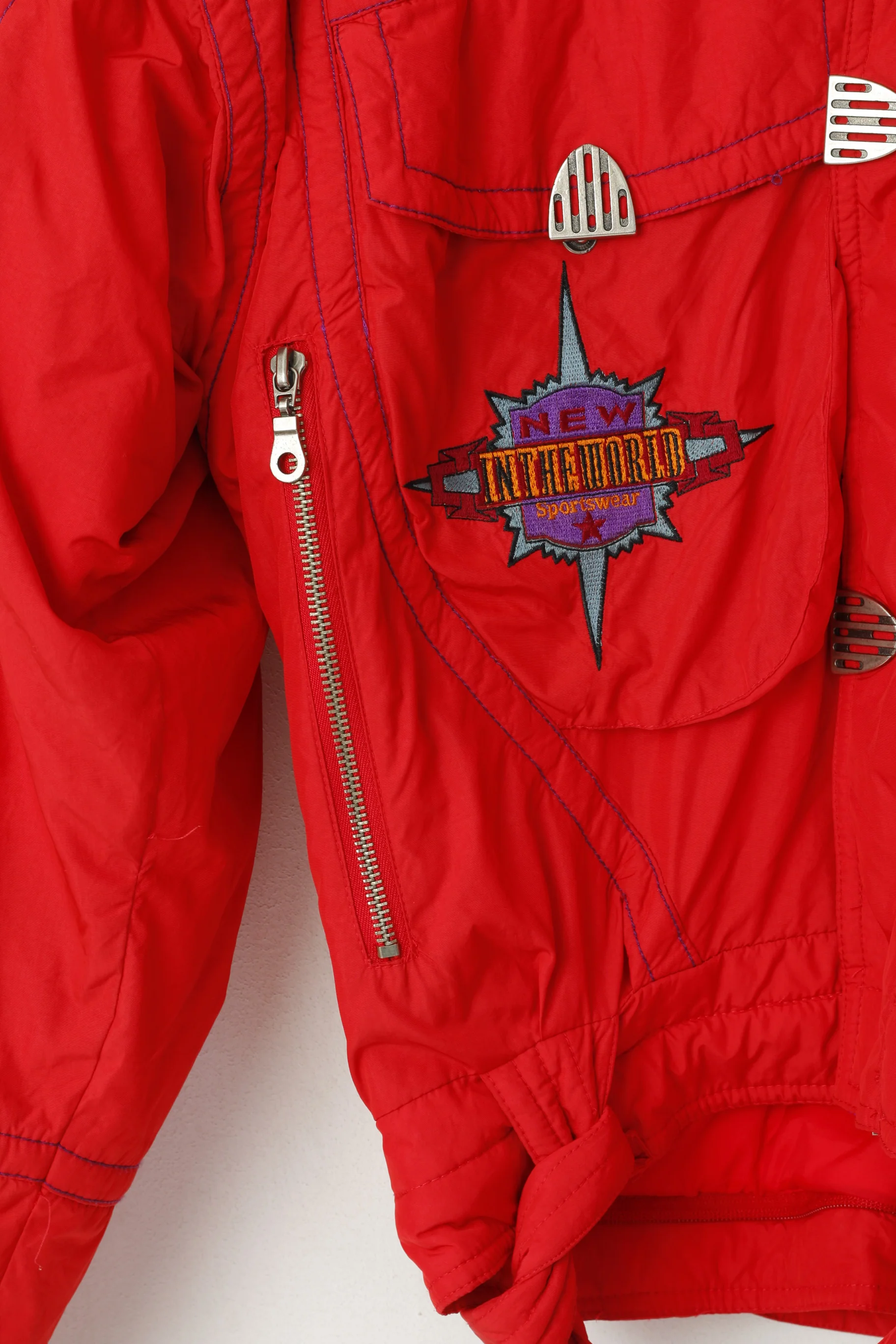 Maier Men 48 S Ski Jacket Red Vintage Nylon Waterproof Padded Motion Unisex Top - Image 3