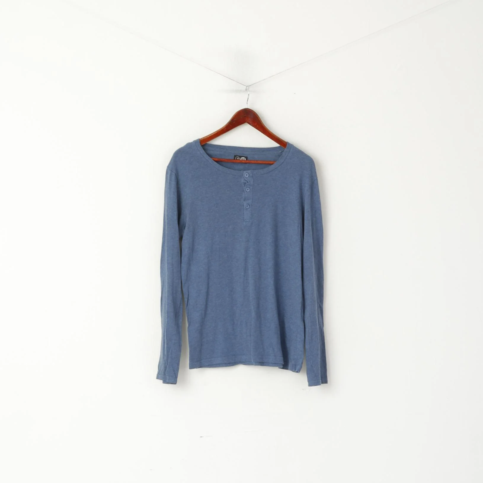 Cheap Monday Men S Long Sleeved Shirt Blue Cotton Plain Kristian Is Tee Top