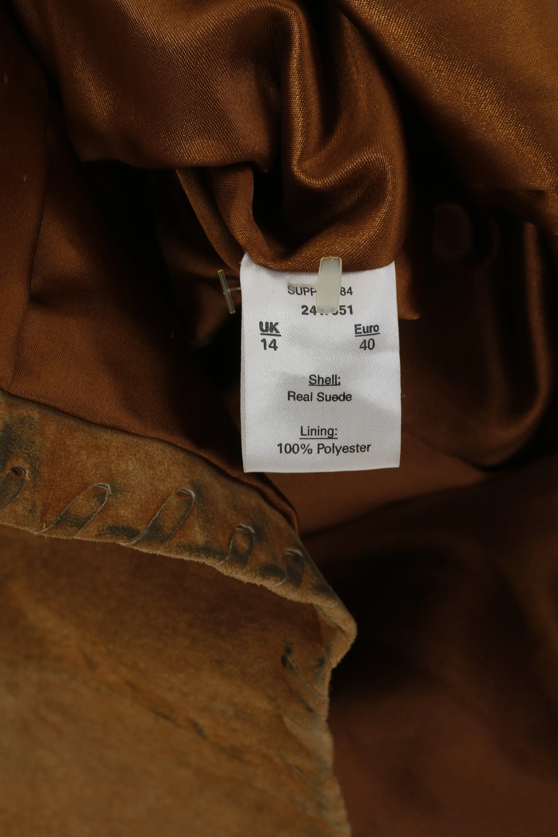 Detail Women 14 40 M Jacket Brown Vintage Leather Suede Western Ornaments Top - Image 5