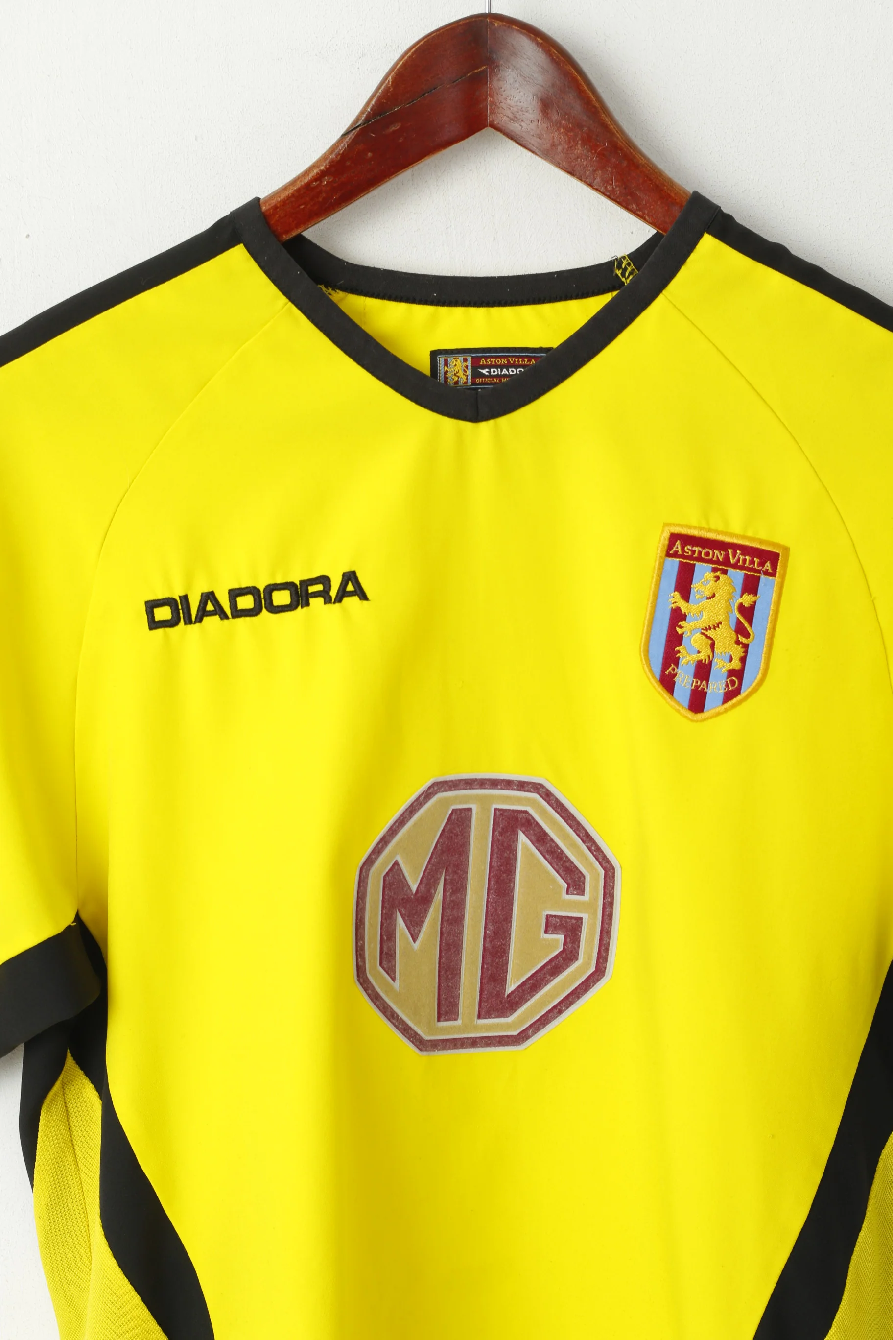 Diadora Youth JXL 14 Age Shirt Yellow Aston Villa Football Club Jersey Sport Top - Image 2