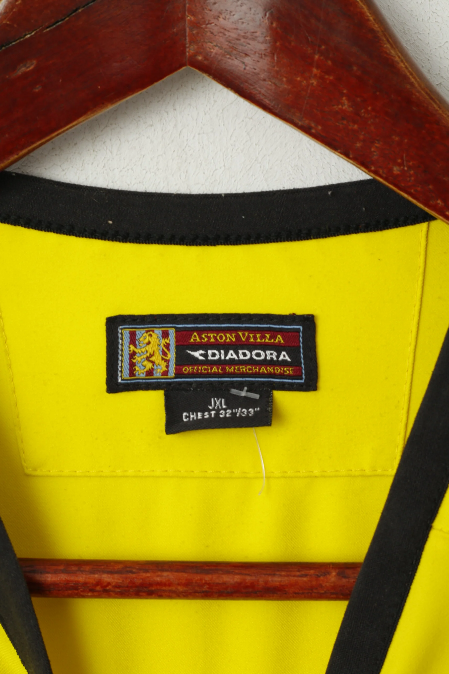 Diadora Youth JXL 14 Age Shirt Yellow Aston Villa Football Club Jersey Sport Top - Image 3
