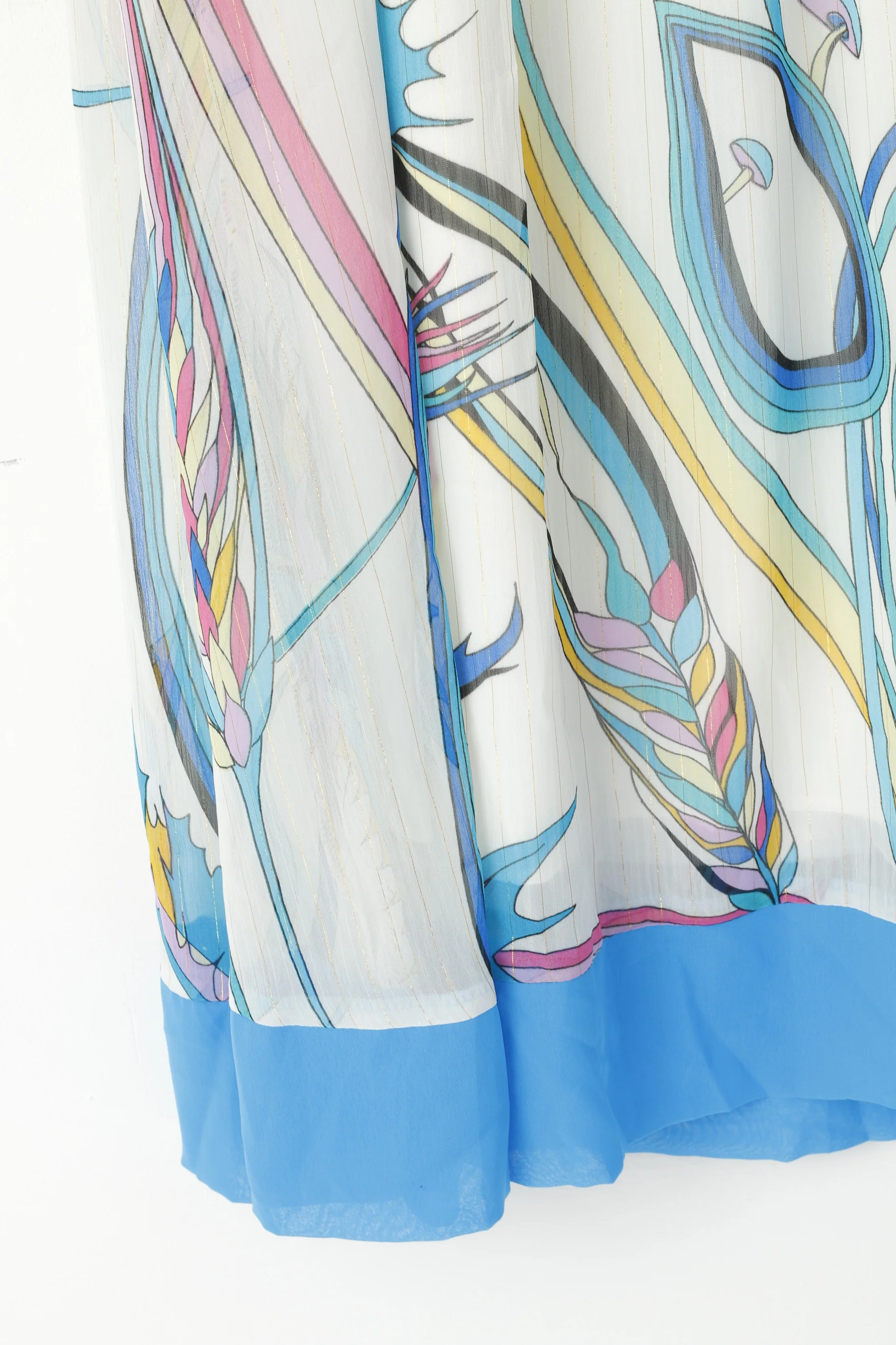 Sonic London Women 12 S Maxi Dress Strapless Bandeau White Blue Ribbon Detail Summer - Image 3