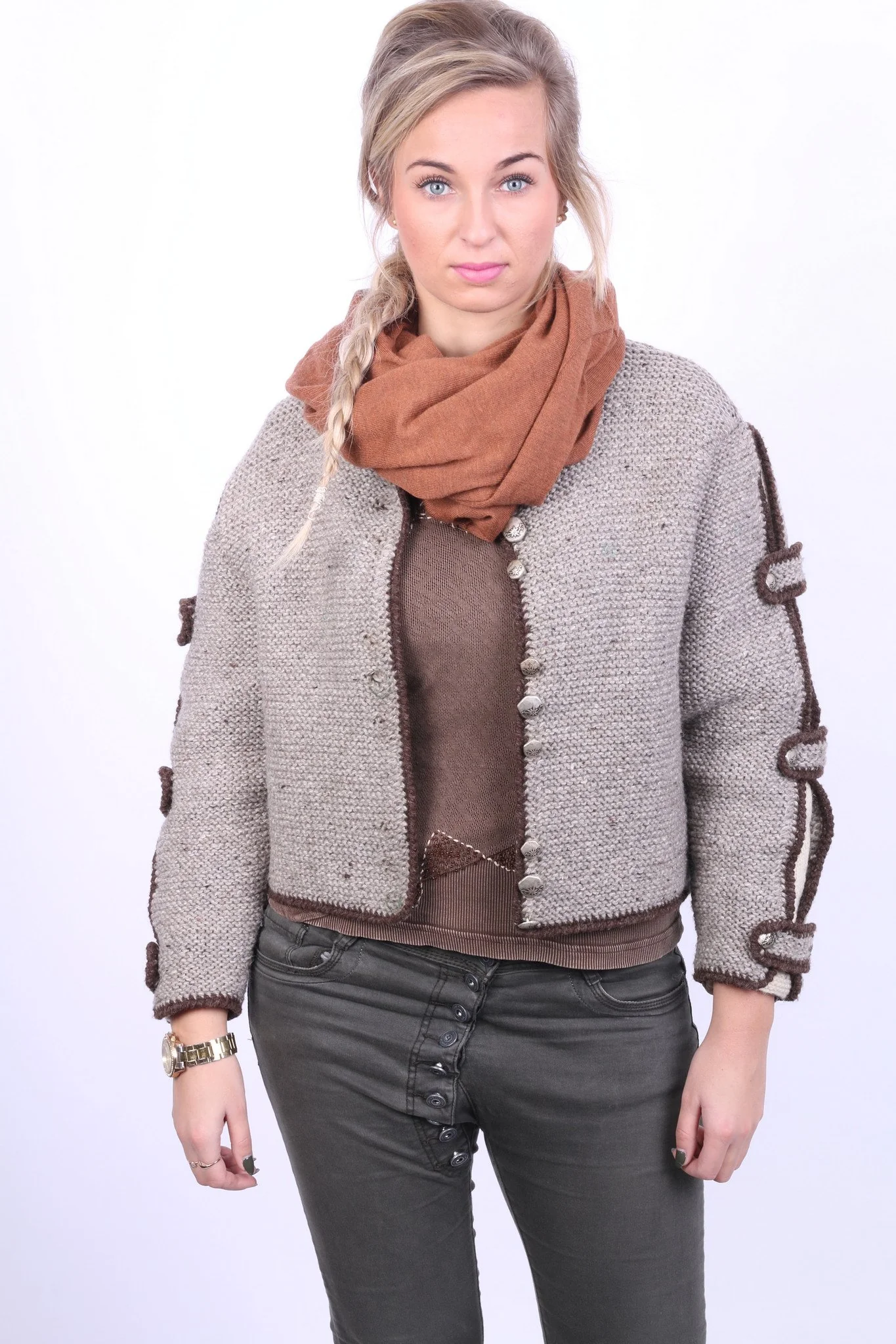 Vintage Women S/M Jumper Brown Vintage Bavaria Steampunk German Austria Sweater - Image 6