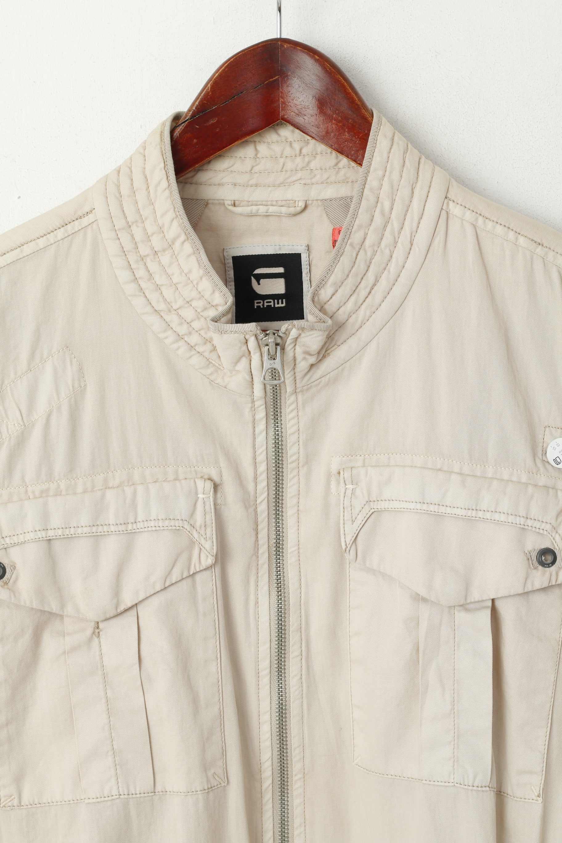 G-Star Raw Women XL (L) Jacket Beige Cotton Lightweight Zip Up East Rovic Top - Image 2
