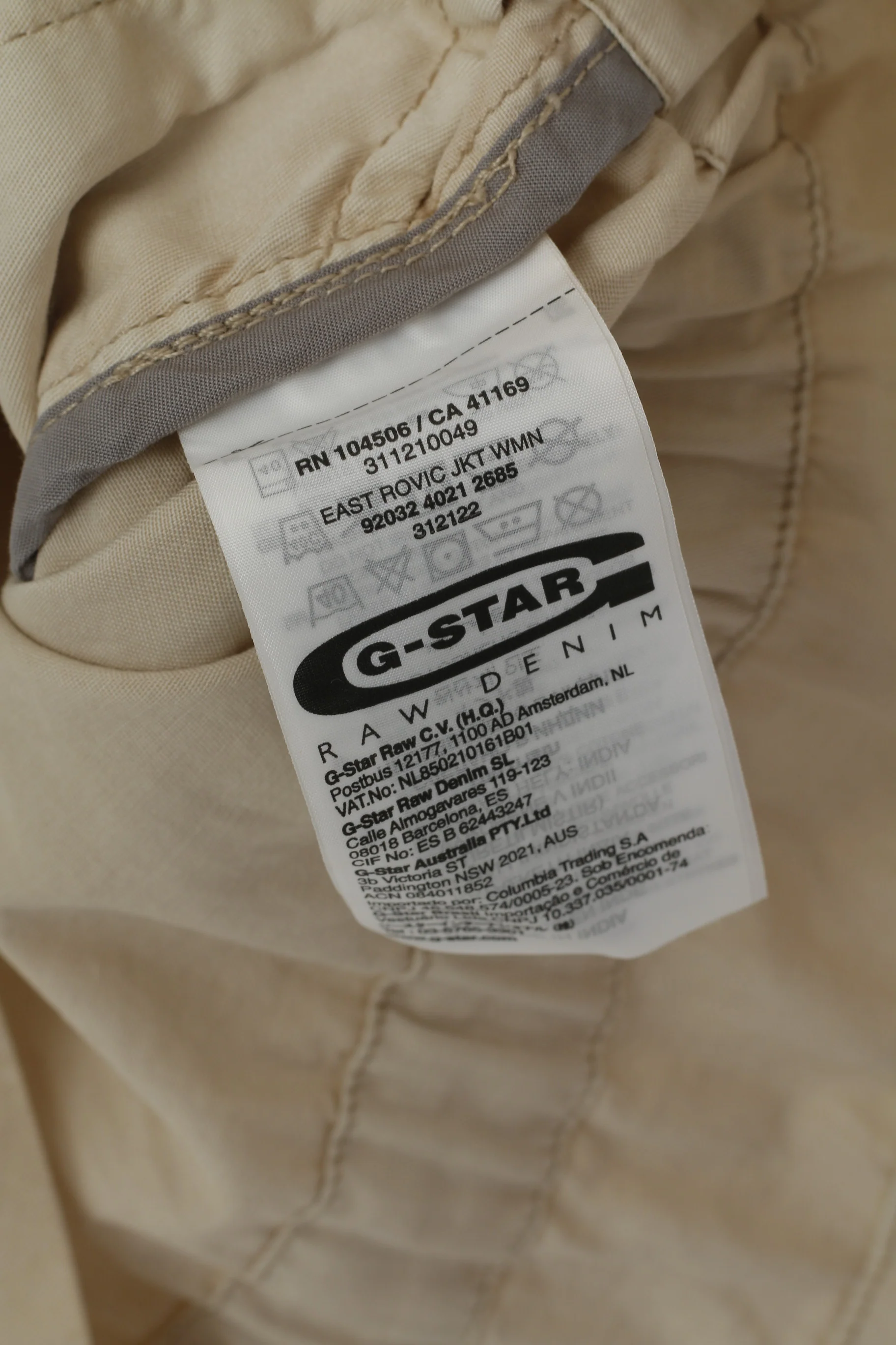 G-Star Raw Women XL (L) Jacket Beige Cotton Lightweight Zip Up East Rovic Top - Image 5