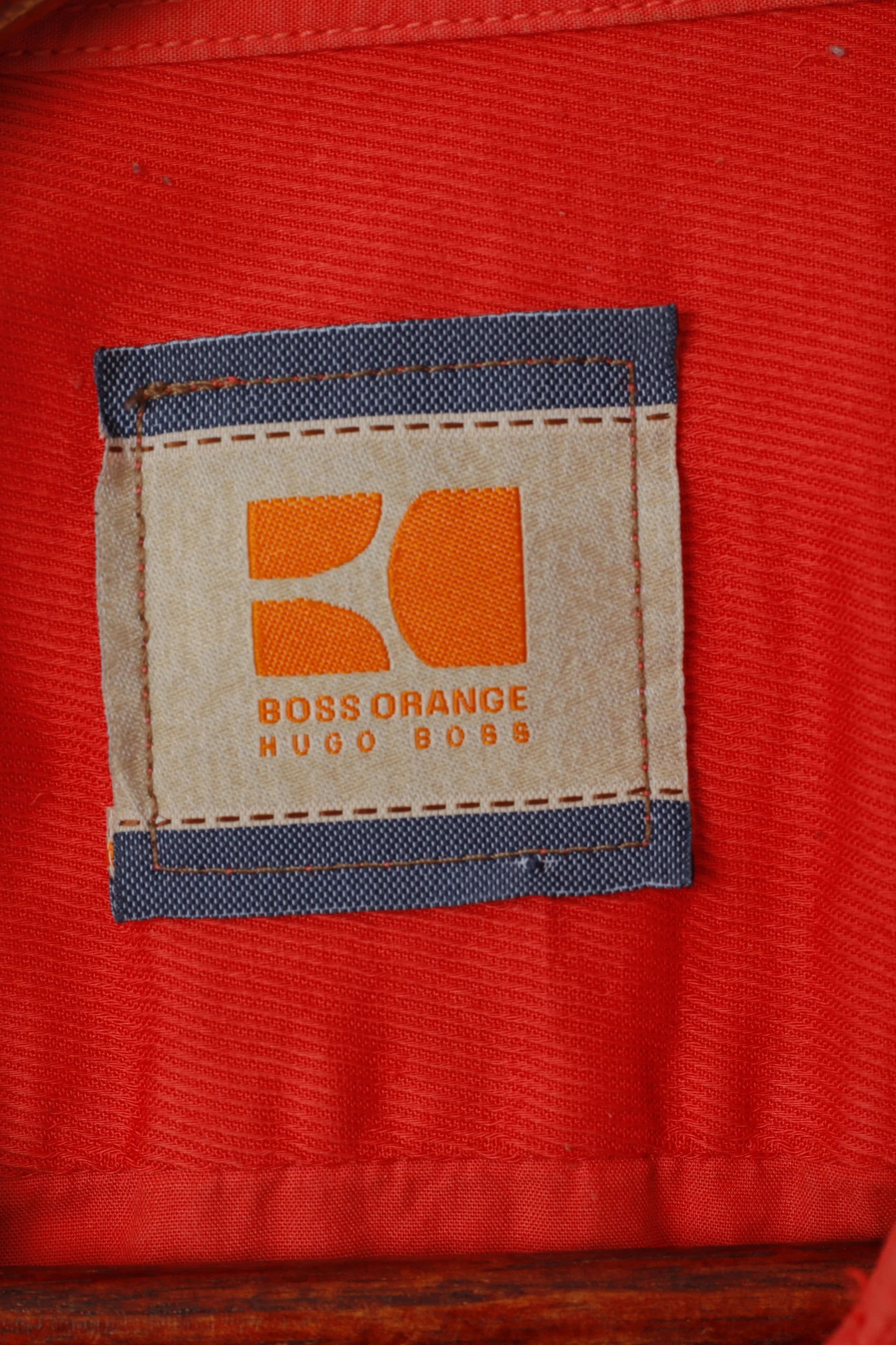 Hugo Boss Orange Men S Casual Shirt Coral Cotton Plain Slim Fit Long Sleeve Top - Image 5