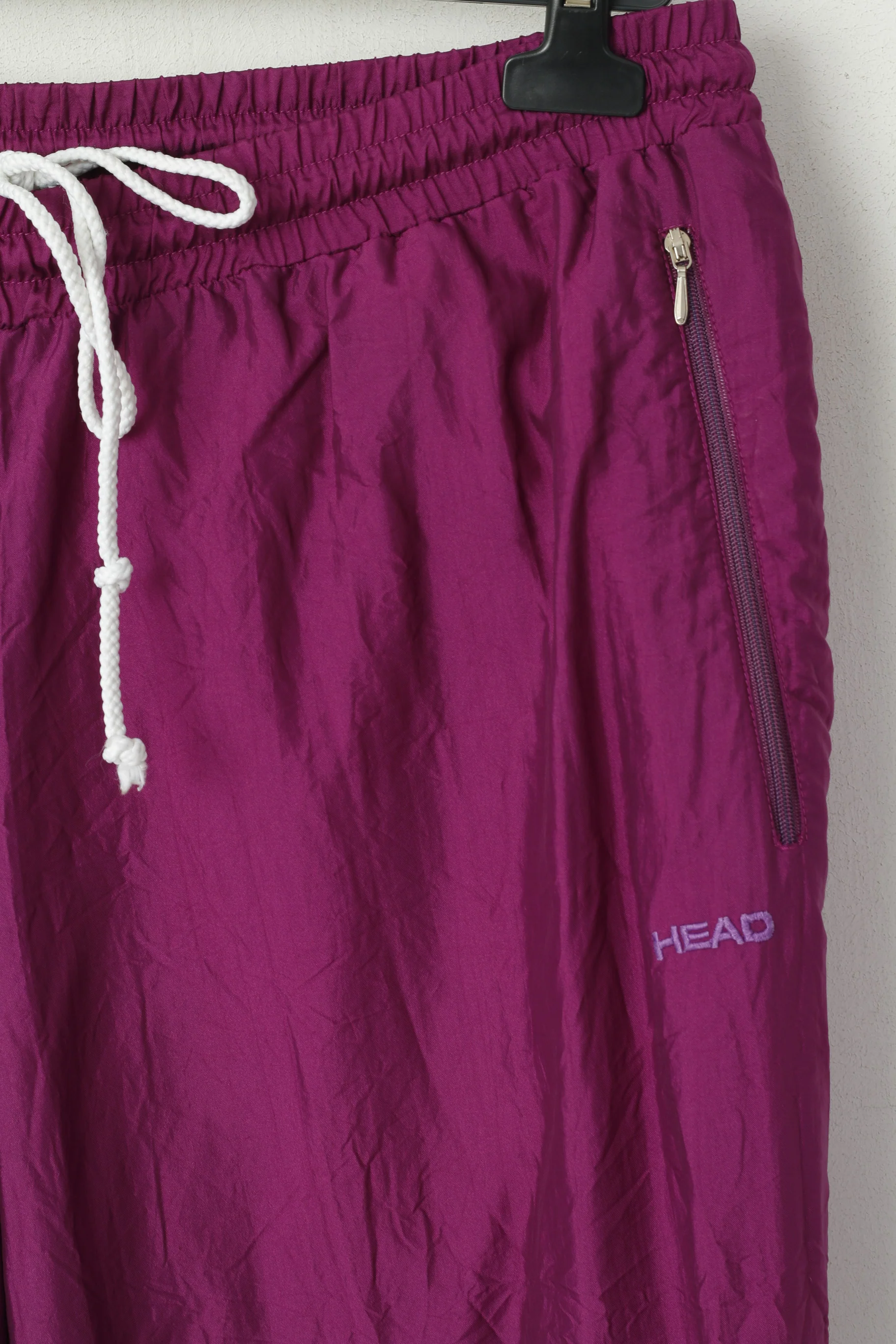 Head Men XL Sweatapants Purple Shiny Retro Gym Sportswear Track Bottoms - Image 2