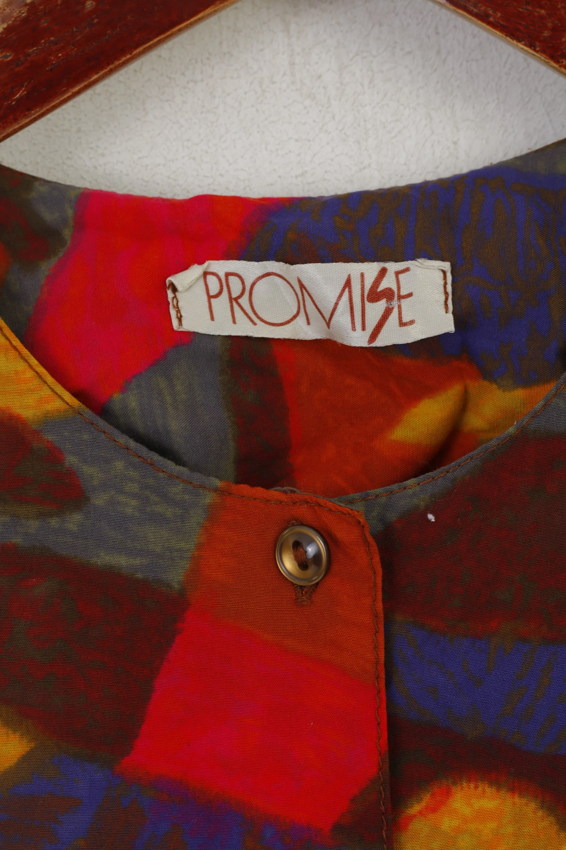 Promise Women 36 S Casual Shirt Multicolour Vintage Viscose Soft Retro Top - Image 3