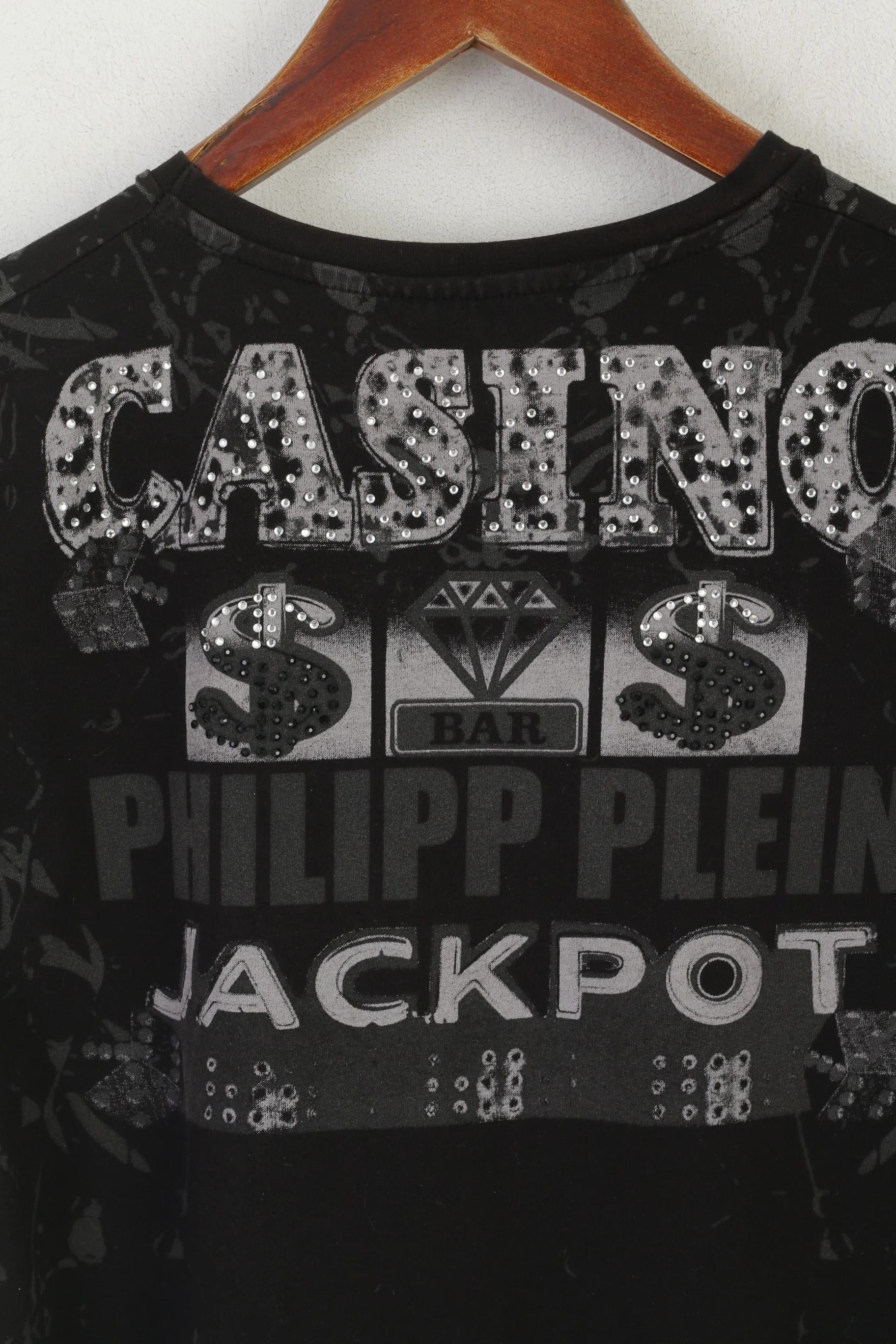 Philipp Plein Homme Women S Shirt Black Cotton Jackpot Casino Shiny Top - Image 6