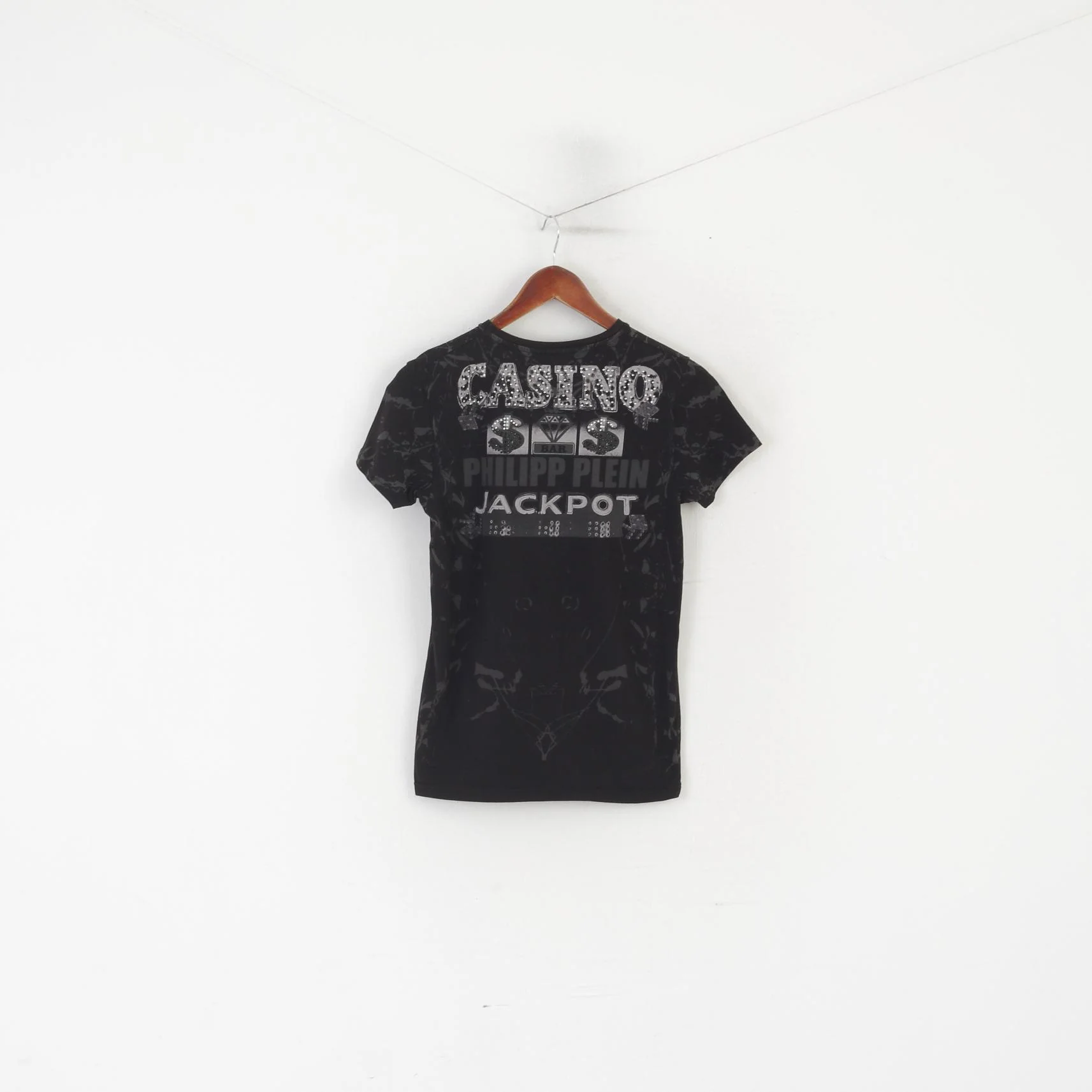Philipp Plein Homme Women S Shirt Black Cotton Jackpot Casino Shiny Top - Image 7