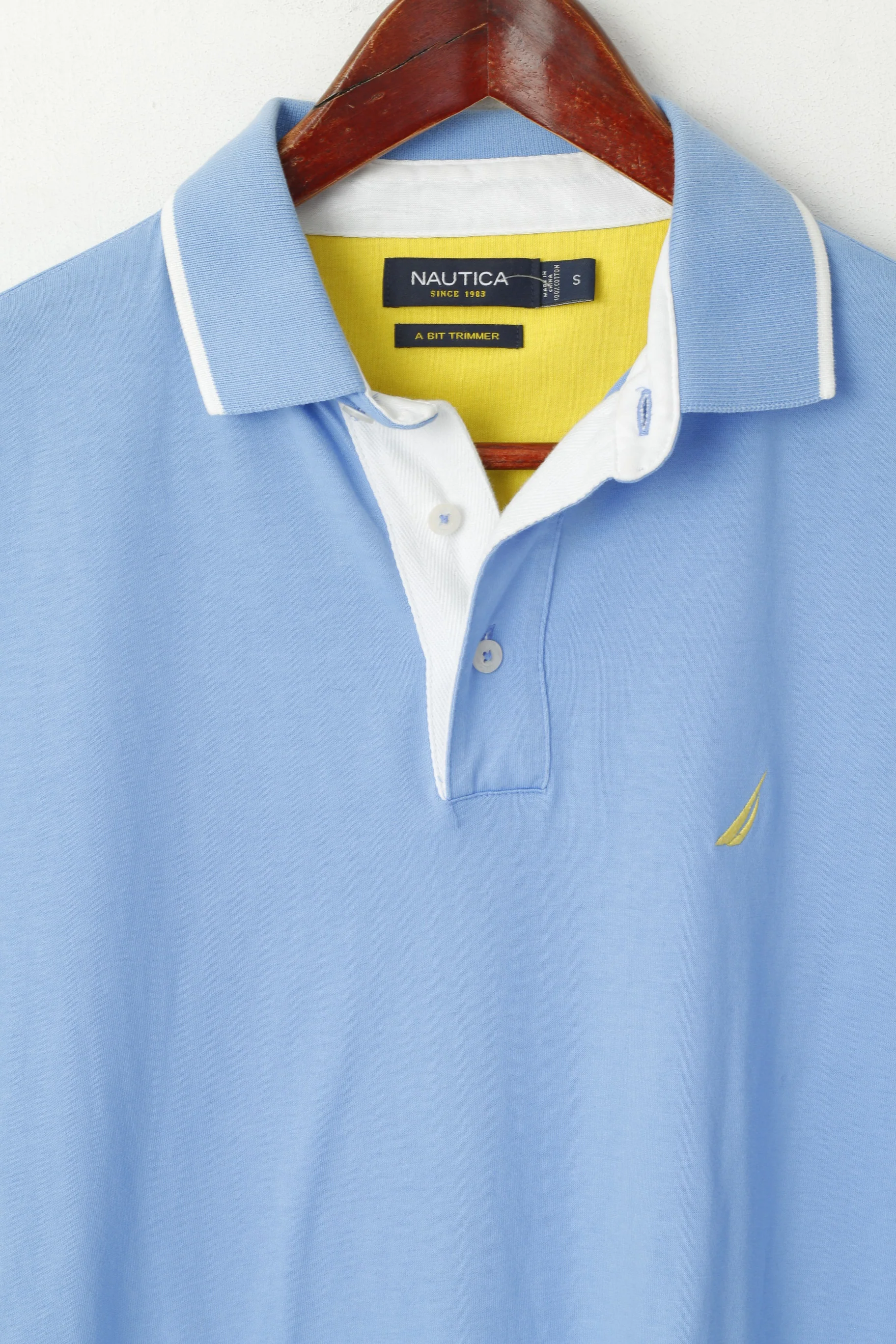 Nautica Men S Polo Shirt Blue Cotton Detailed Buttons Stretch Plain Fit Top - Image 2