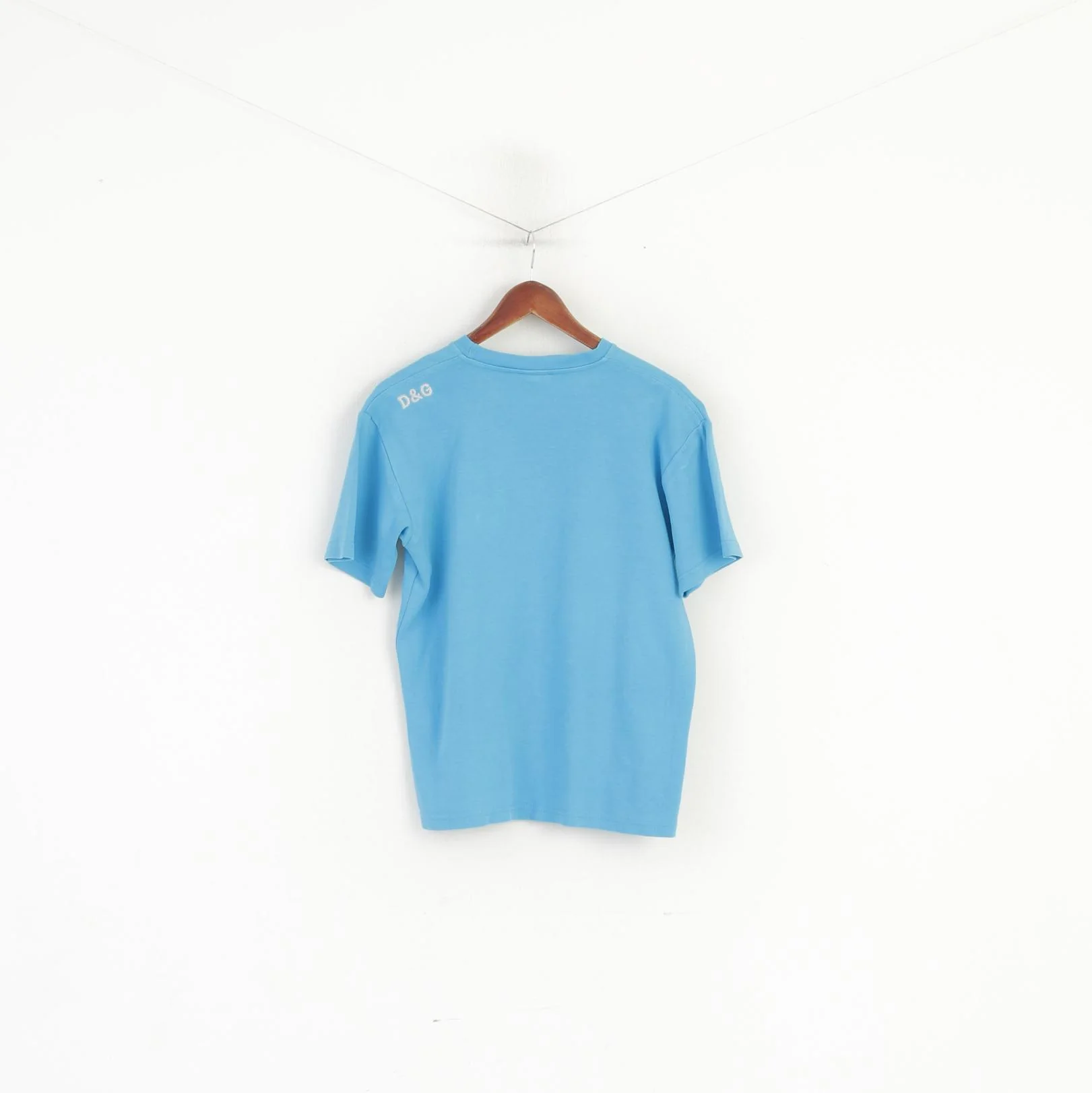 Dolce & Gabbana Women XL Shirt Blue Cotton Vintage Crew Neck Italy Top - Image 5