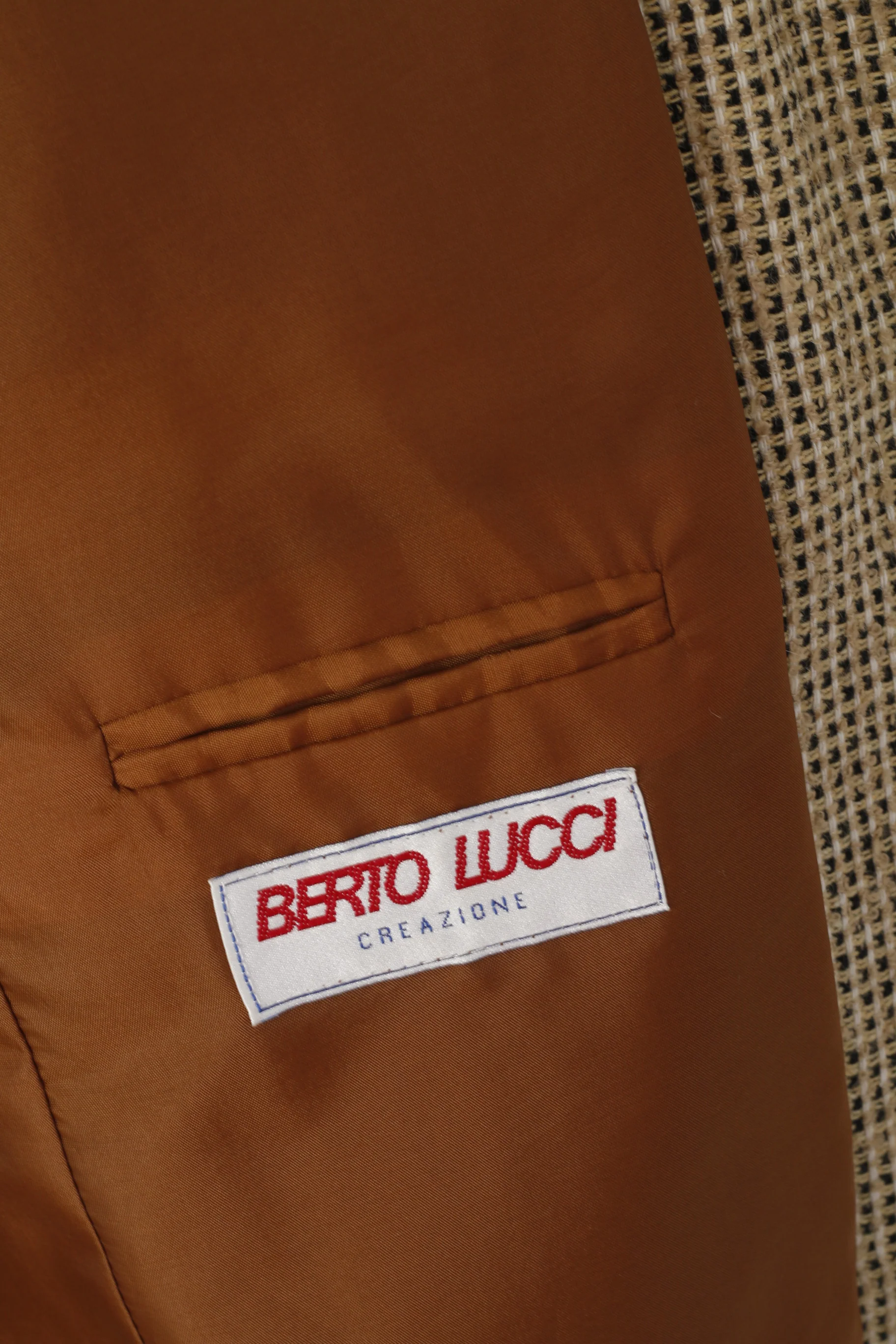 Berto Lucci Men 38 Blazer Vintage CreamWool Single Breasted Sholuder Pads Jacket - Image 4