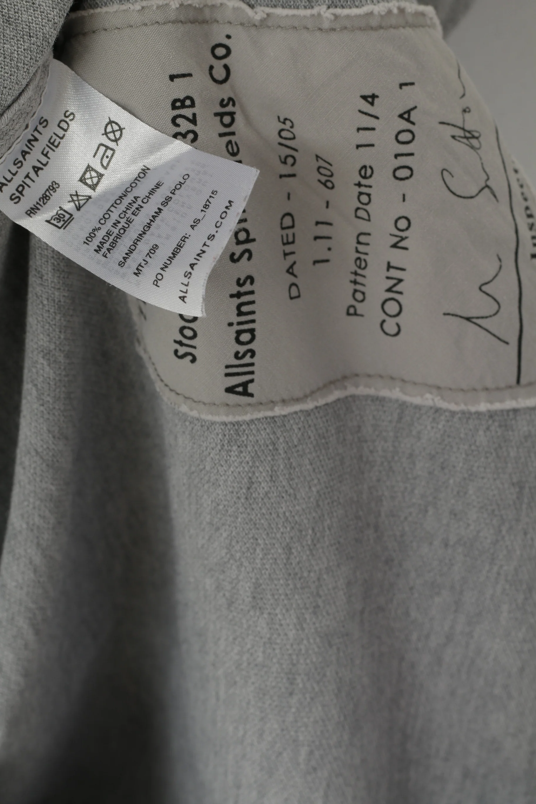 Allsaints Men S Polo Shirt Grey Cotton Sandringham SS Classic Slim Fit Top - Image 4