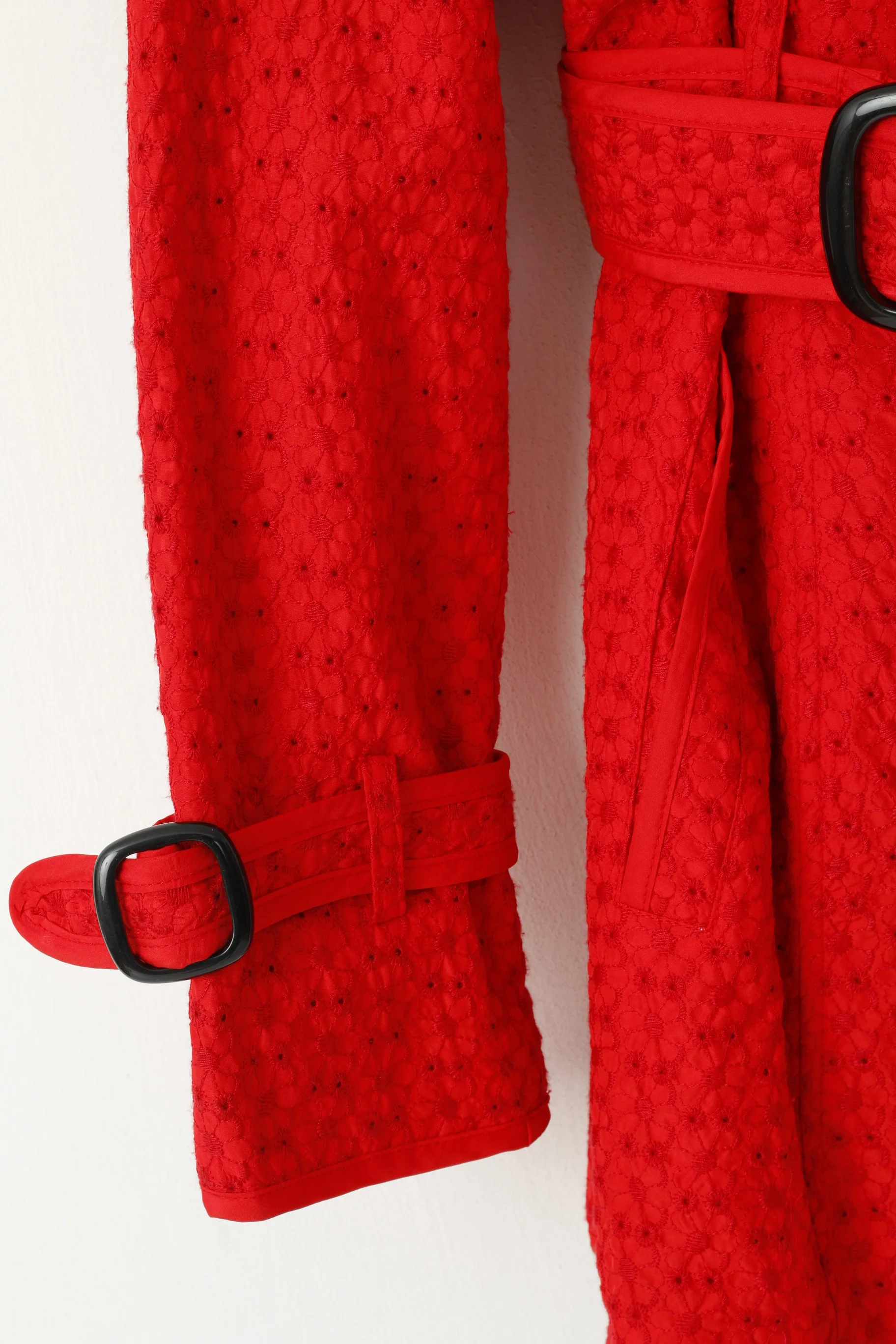 Green With Envy Women L (M) Jacket Red Green Envy Lightweight Belted Fit Coat - Image 3