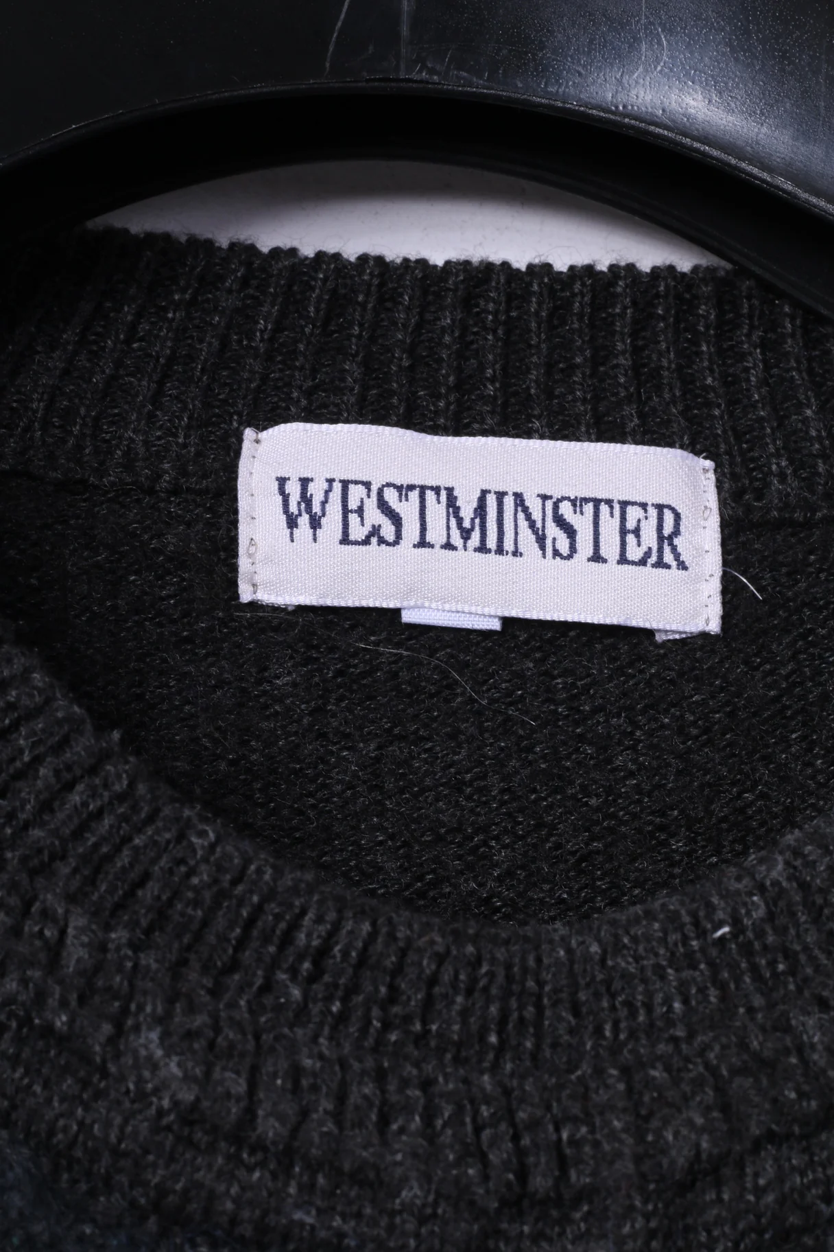 Westminster Mens XL (M) Jumper Dark Grey Wool Acrylic Blend Vintage Italy Sweater - Image 4