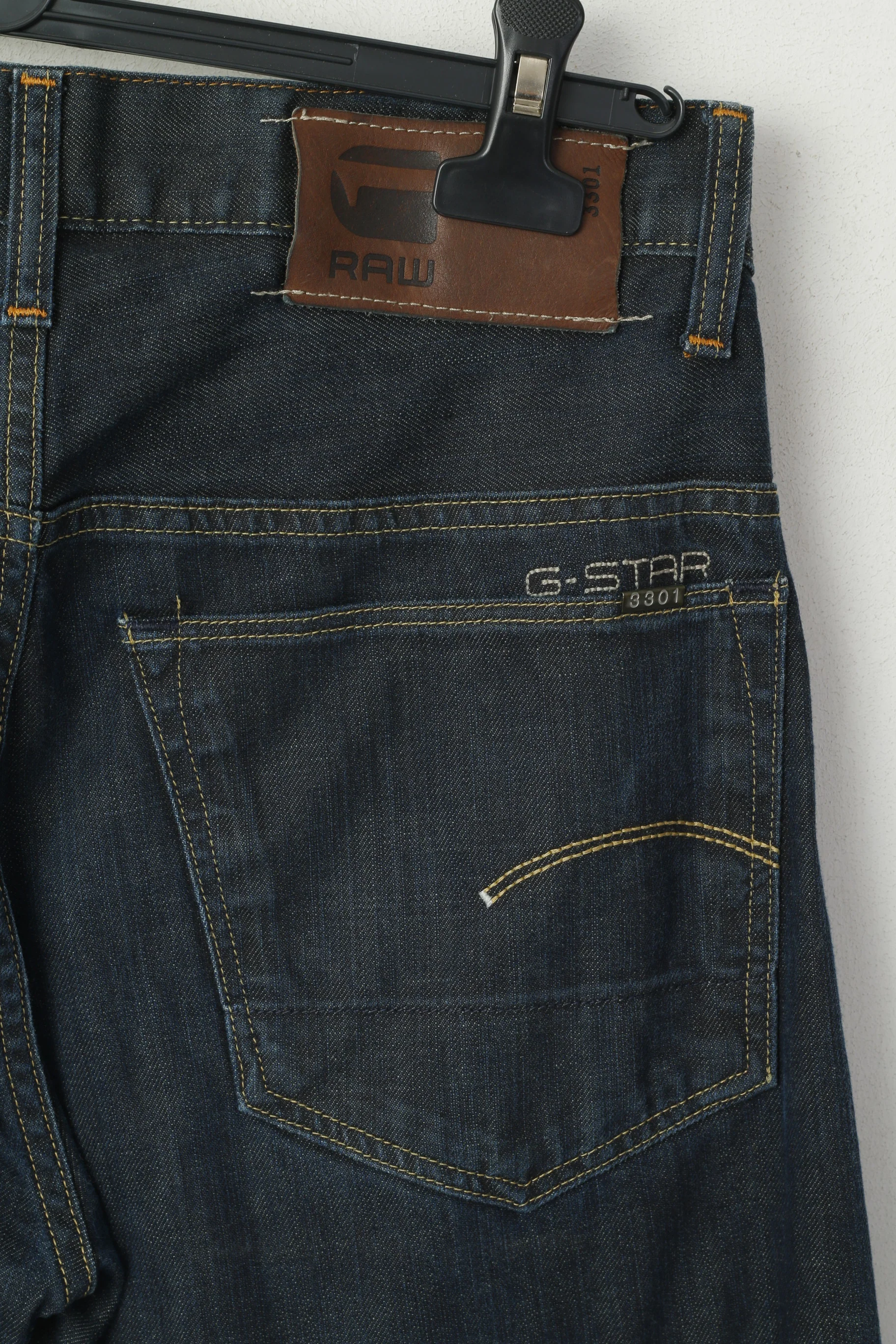 G-Star Raw Men 30 Jeans Trousers Navy Cotton 3301 Classic  Straight Leg Pants - Image 5