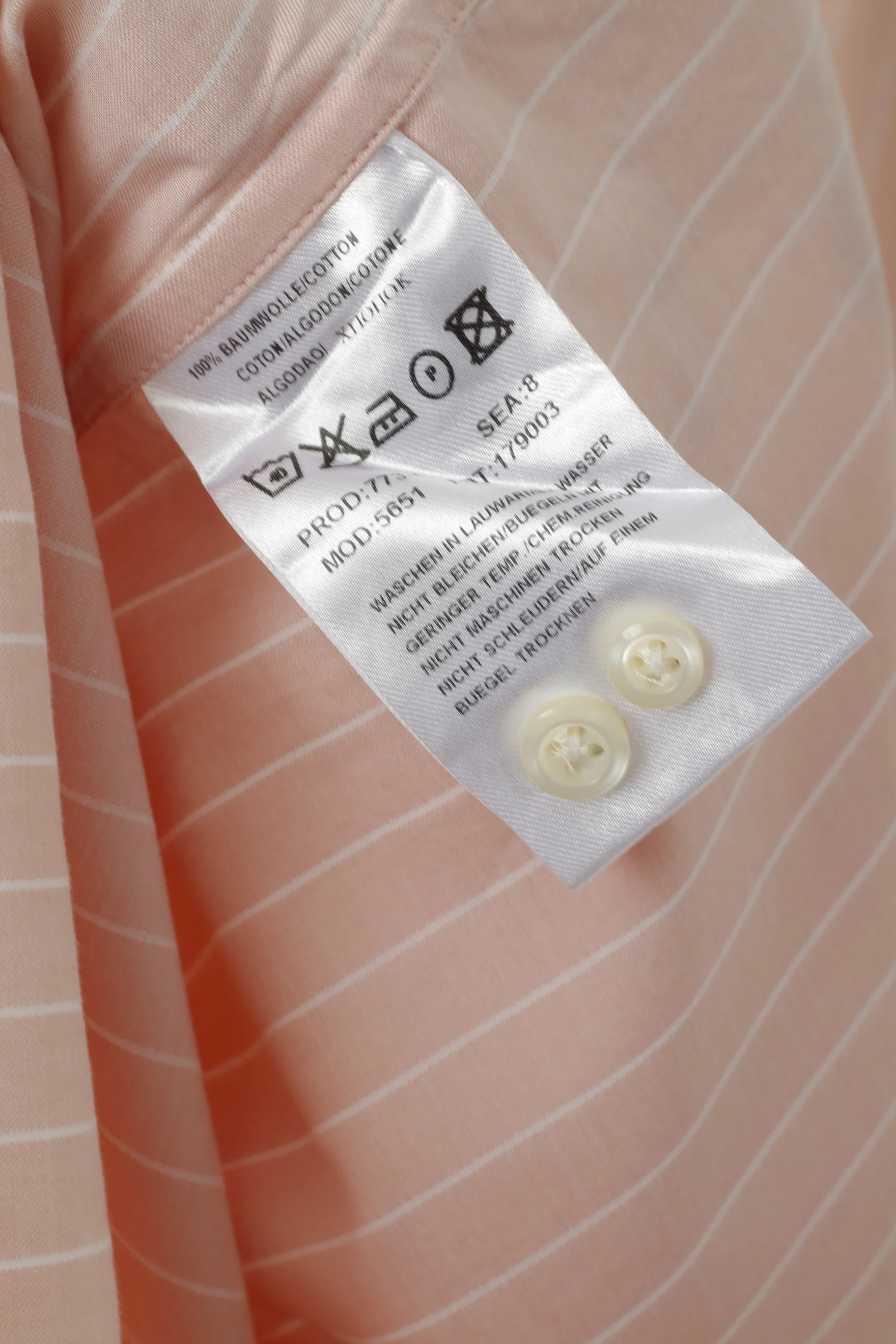 Hugo Boss Men 40 15.5 L Casual Shirt Light Pink Striped Cotton Long Sleeve Top - Image 5