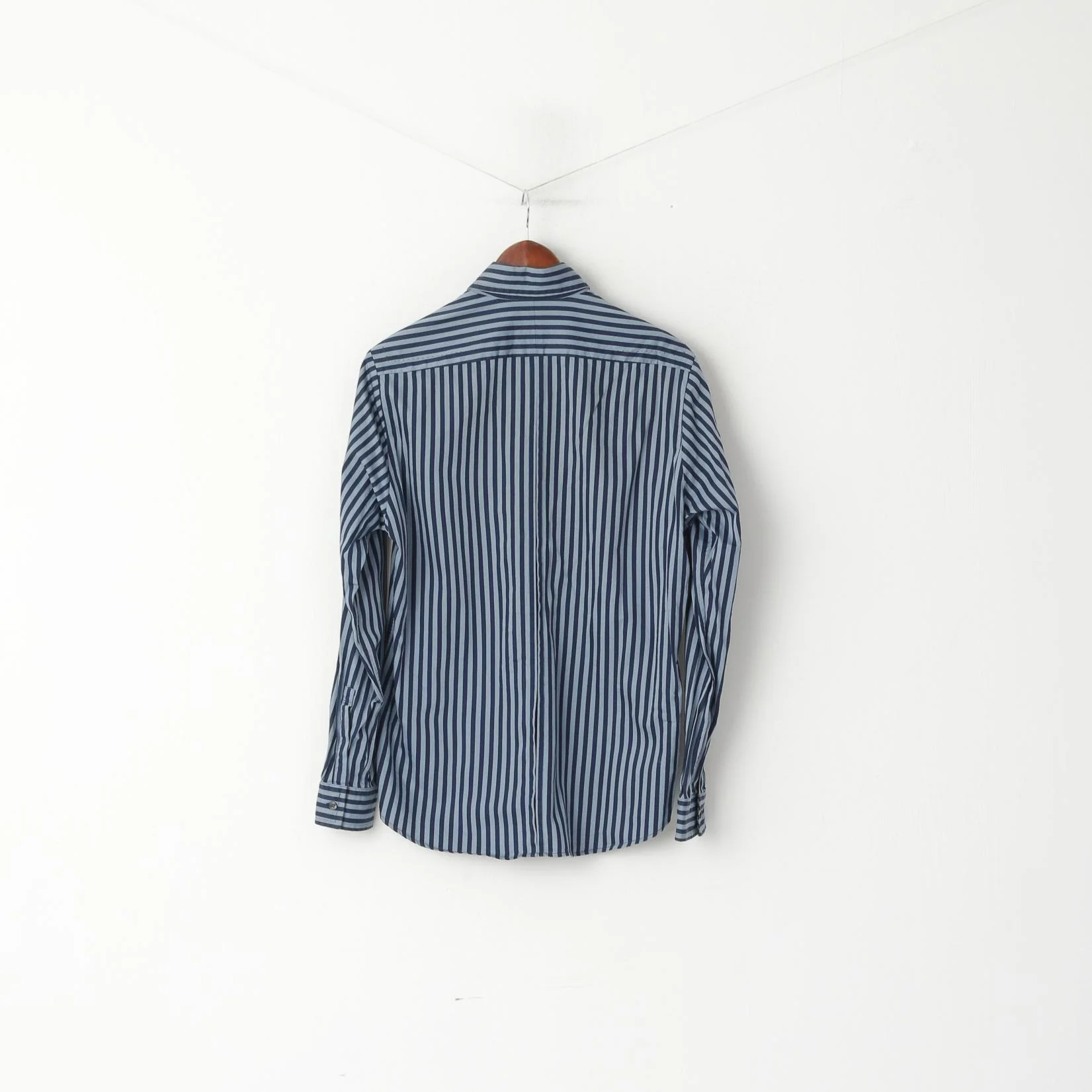 Hugo Boss Men M Casual Shirt Blue Striped Cotton Button Down Collar Long Sleeve Top - Image 7