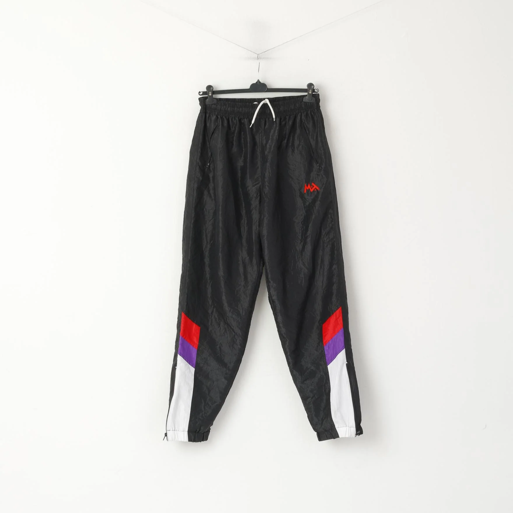 Mytex Men XL Sweatpants Black Shiny Oldschool Zip Leg 100% Nylon Sport Training Pants