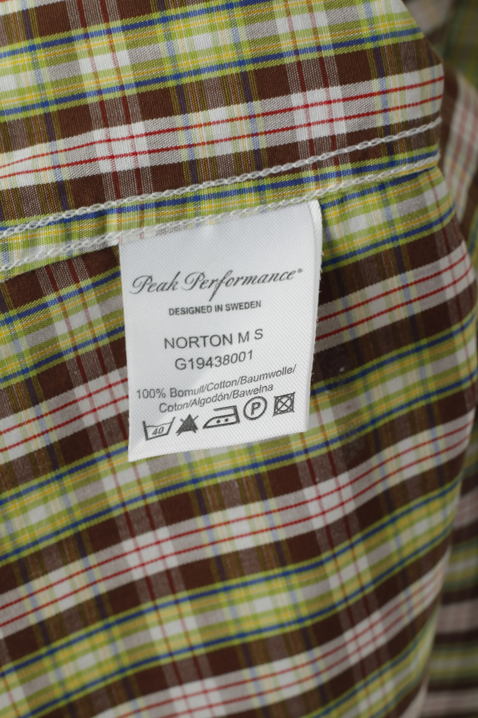 Peak Performance Men L (M) Casual Shirt Green Check Cotton Outdoor Short Sleeve Top - Image 4