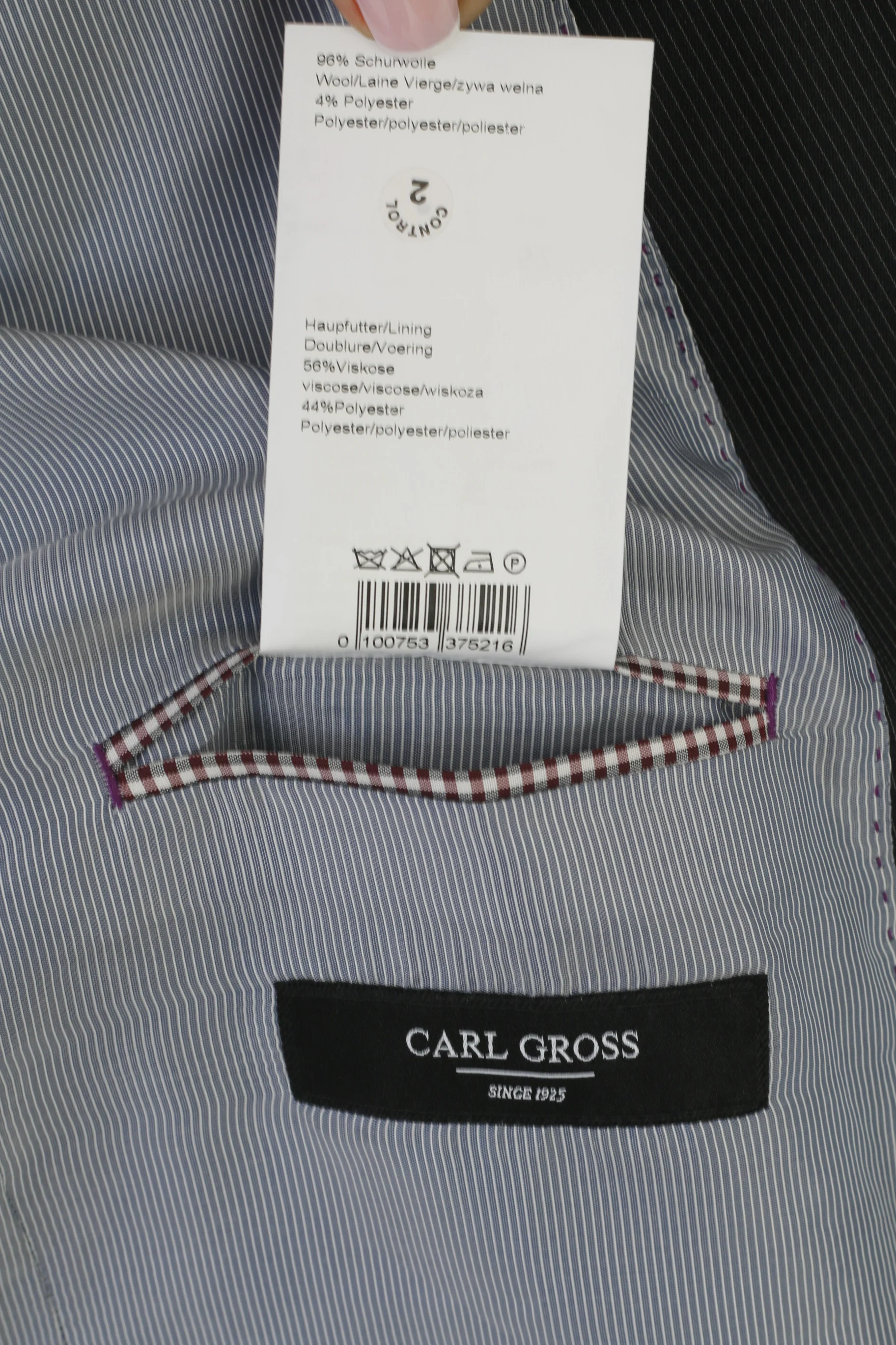 Carl Gross Men 52 42 Blazer Gray Striped Wool Single Breasted Red Super 110'a Jacket - Image 6