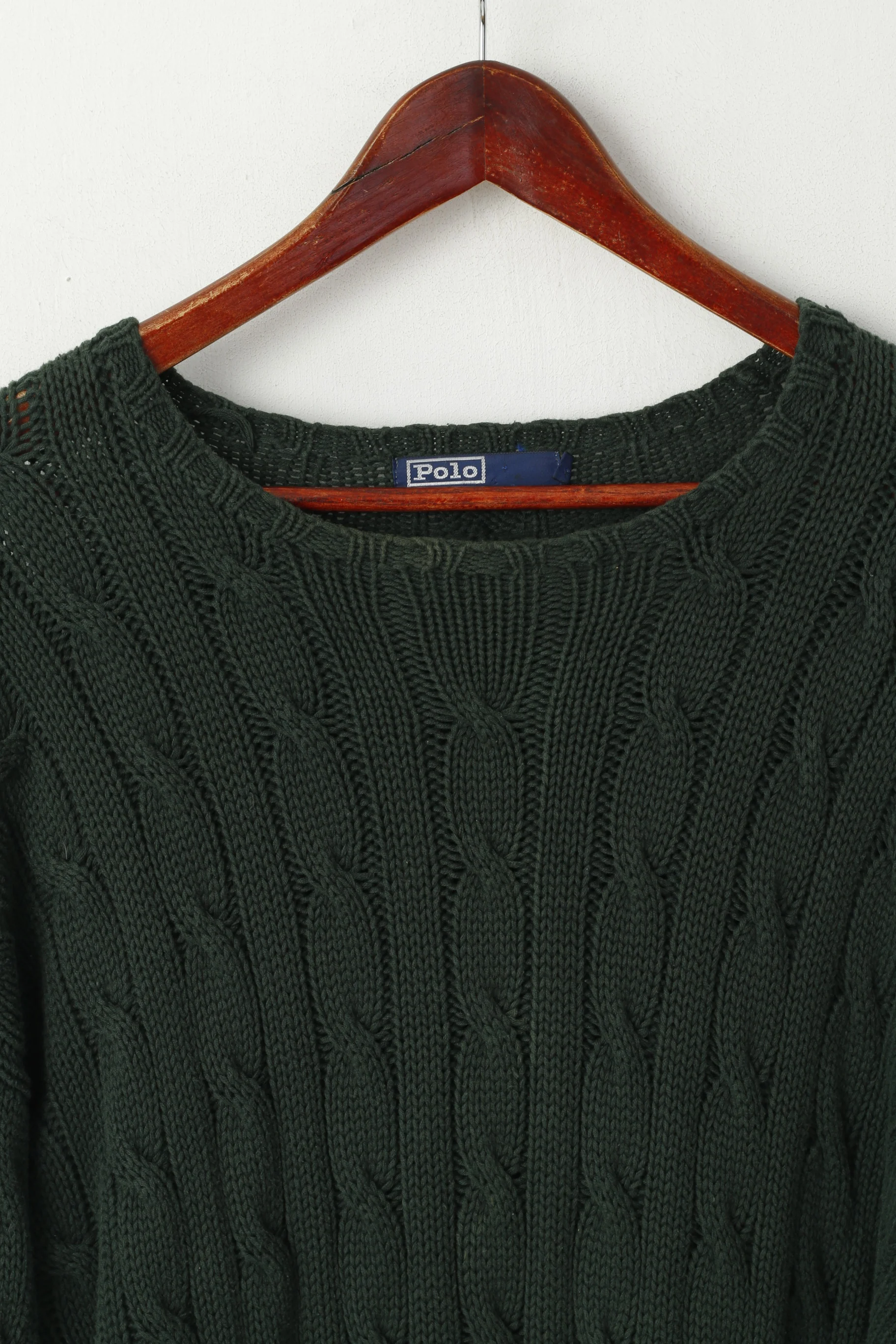 Polo by Ralph Lauren Men XXL Jumper Green Cable Knit Cotton Vintage Sweater - Image 2