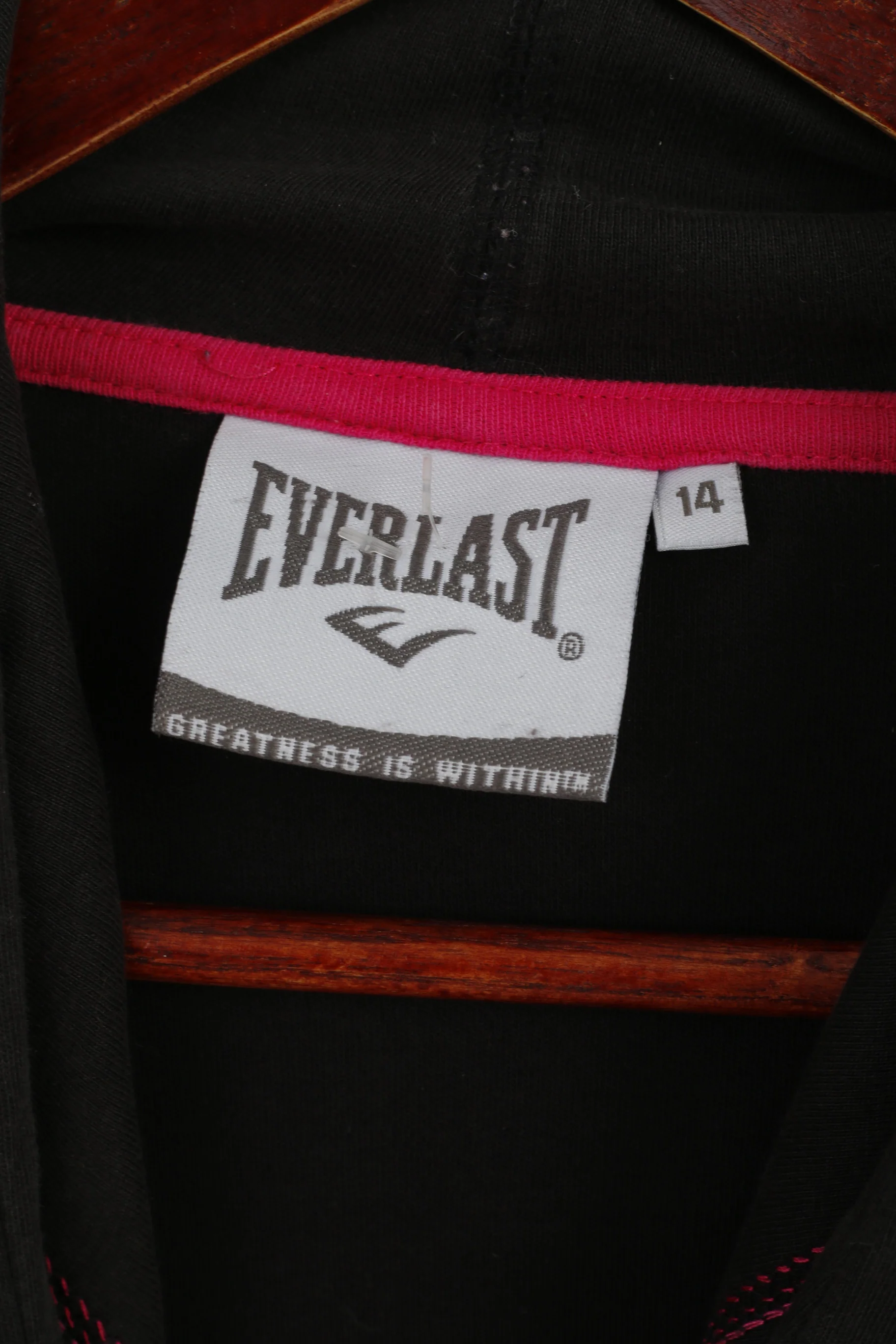 Everlast Women 14 M Sweatshirt Black Pink Cotton Hooded Kangaroo Pocket Top - Image 3