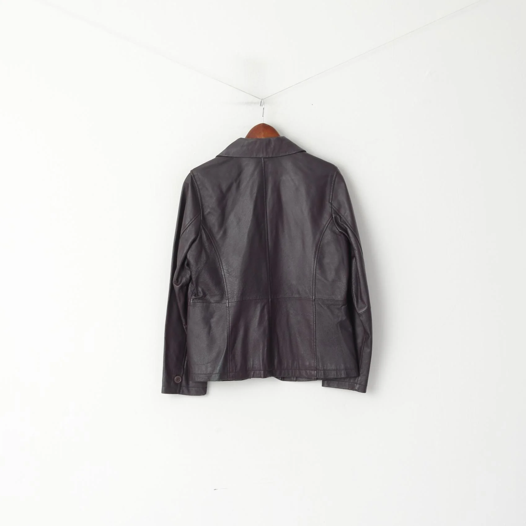 Centigrade Women S Jacket Plum 100% Leather Classic Single Breasted Blazer Top - Image 5