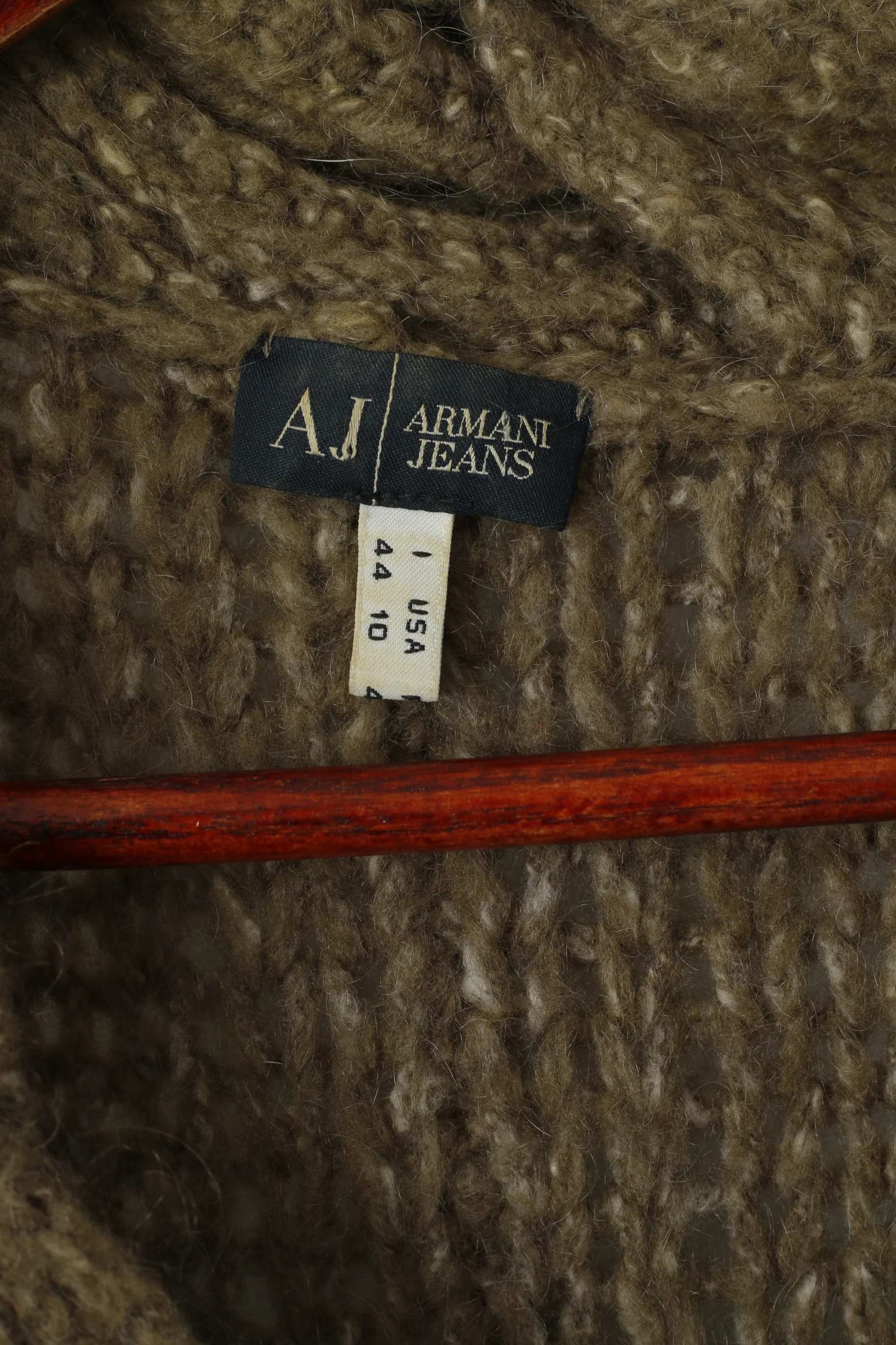 Armani Jeans Women 14 40 M Jumper Khaki Plaited Knit Mohair Asymmetric Sweater - Image 4