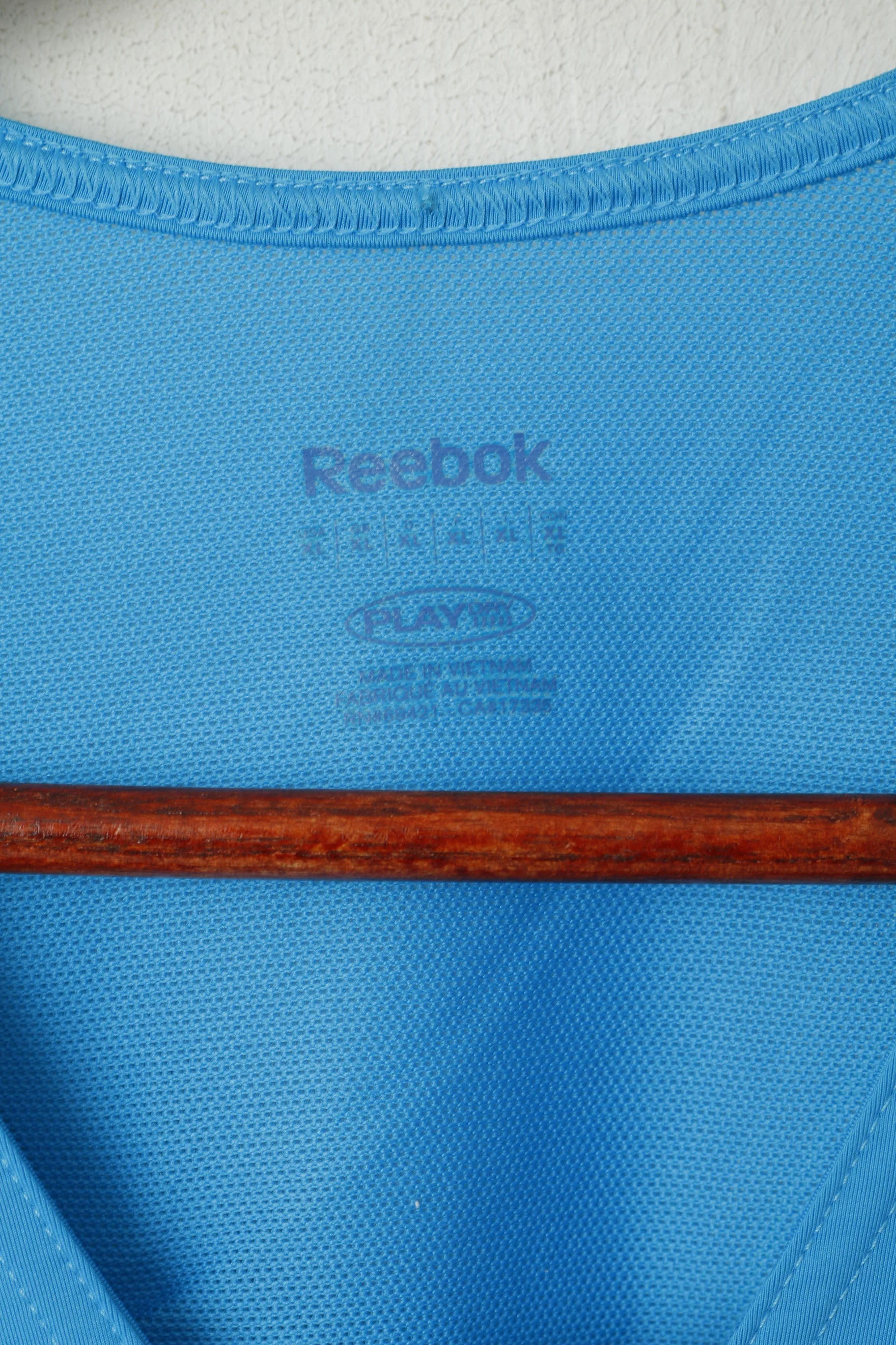 Reebok Women XL (M) Shirt Blue Play Easytone V Neck Sport Training Fitness Top - Image 3
