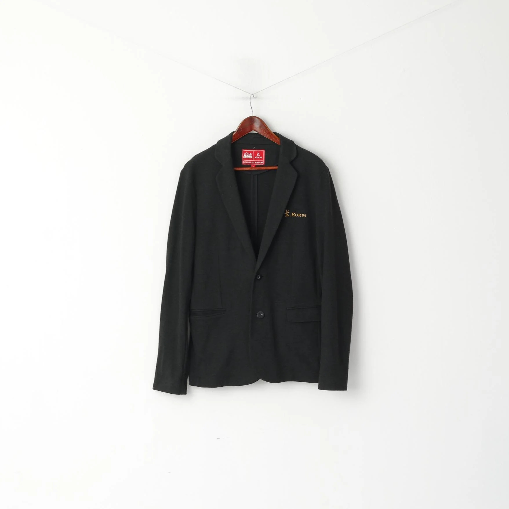 Kukri Men L Blazer Charcoal Official England Rugby Sport Single Breasted Jacket