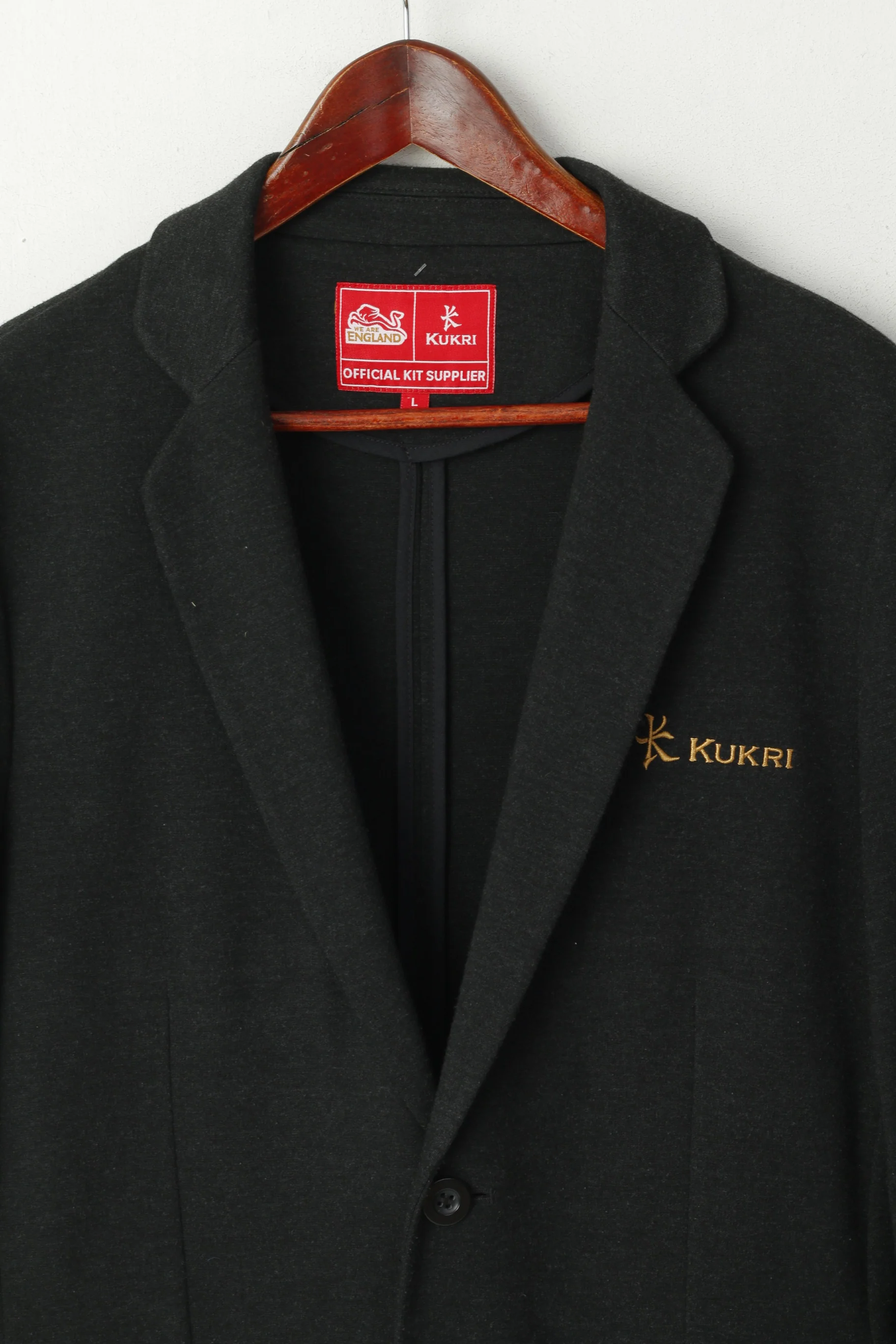 Kukri Men L Blazer Charcoal Official England Rugby Sport Single Breasted Jacket - Image 2