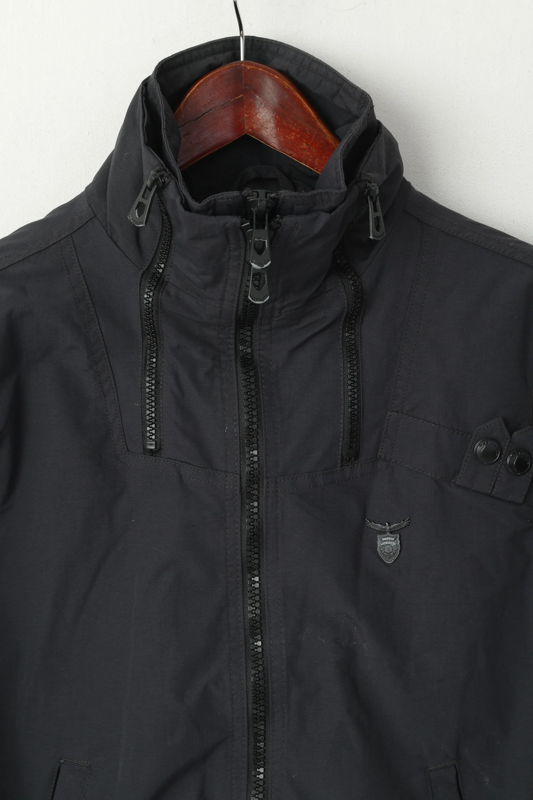 Police 883 Men 2 XS Jacket Navy Nylon 2 Zipper Waterproof Windbreaker Casual Top - Image 2